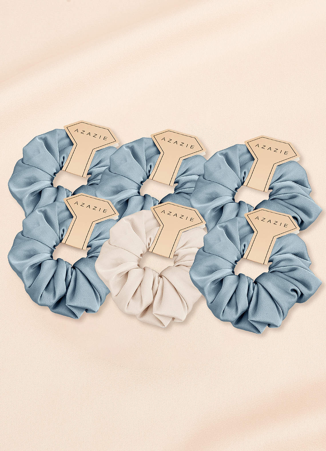 front Mixed Color Bridesmaid Stretch Satin Over Size Scrunchie Set