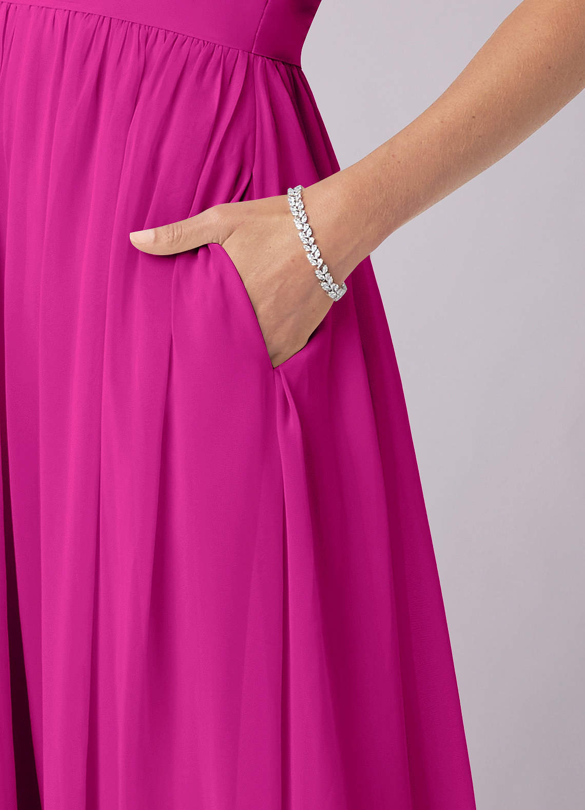 Barbie ♥ Azazie Bridesmaid Dresses Fuchsia A-Line Corset Chiffon Dress image7