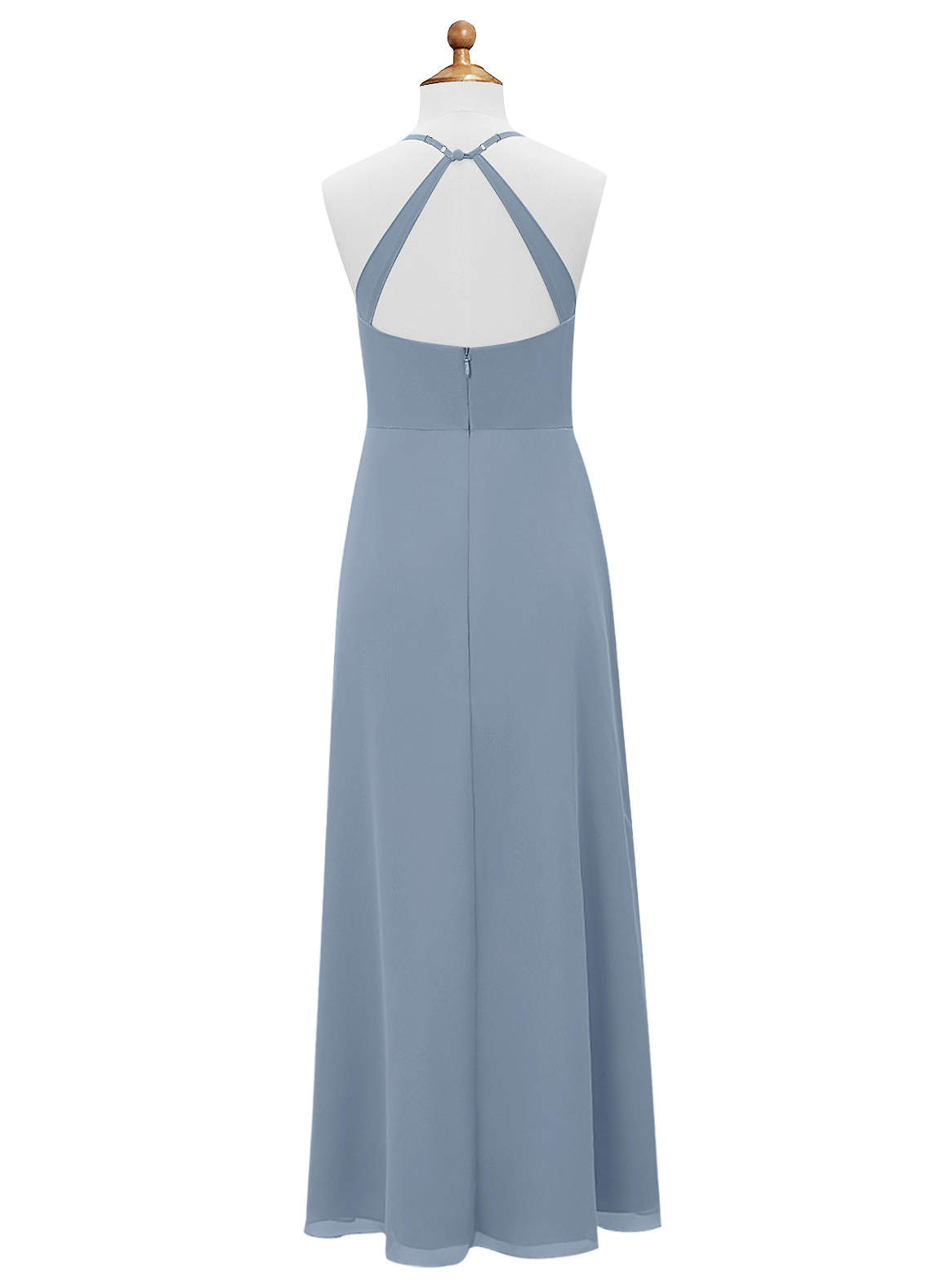 Azazie Davis Junior Jurk van Chiffon met A-Lijn Stoffig Blauw image7