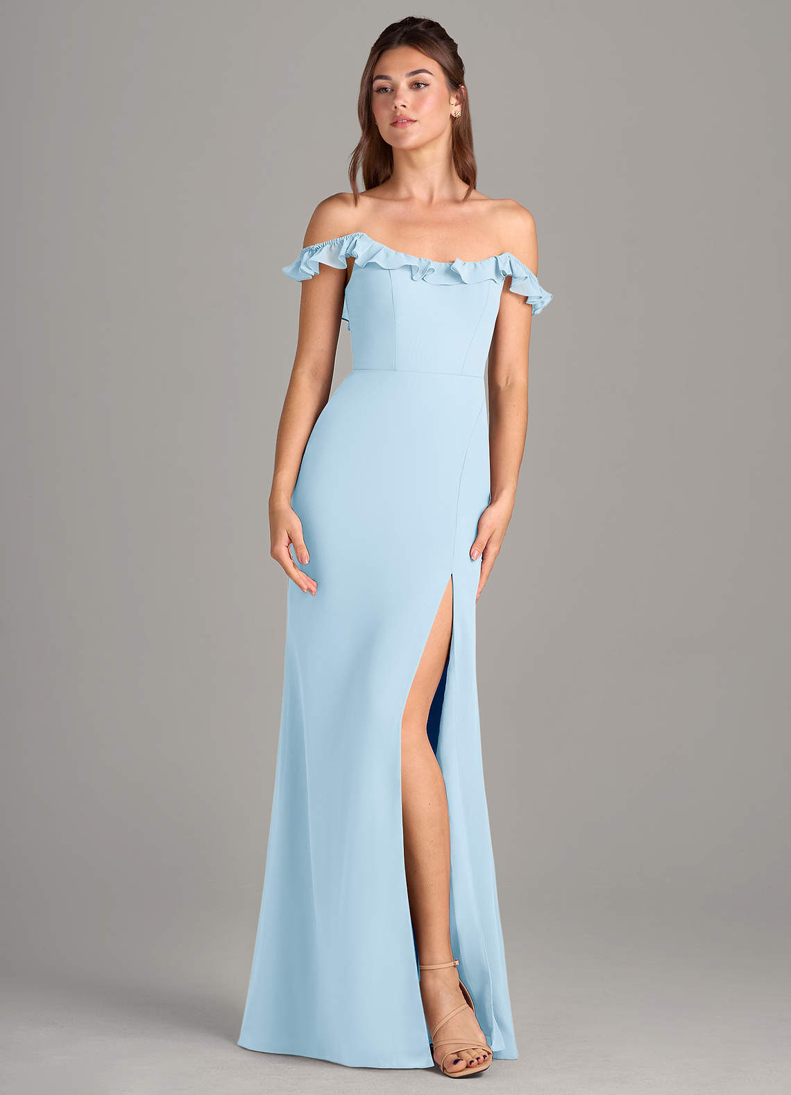 Azazie Callie Bridesmaid Dresses Sky Blue Mermaid Side Slit Chiffon Convertible Dress image6