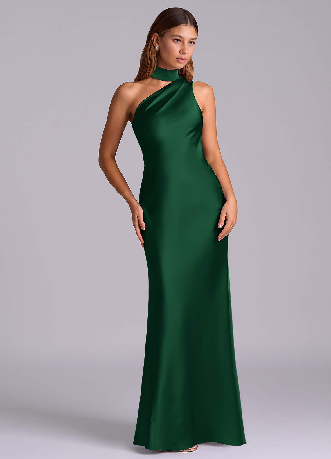 one shoulder bridesmaid dress satin Billie