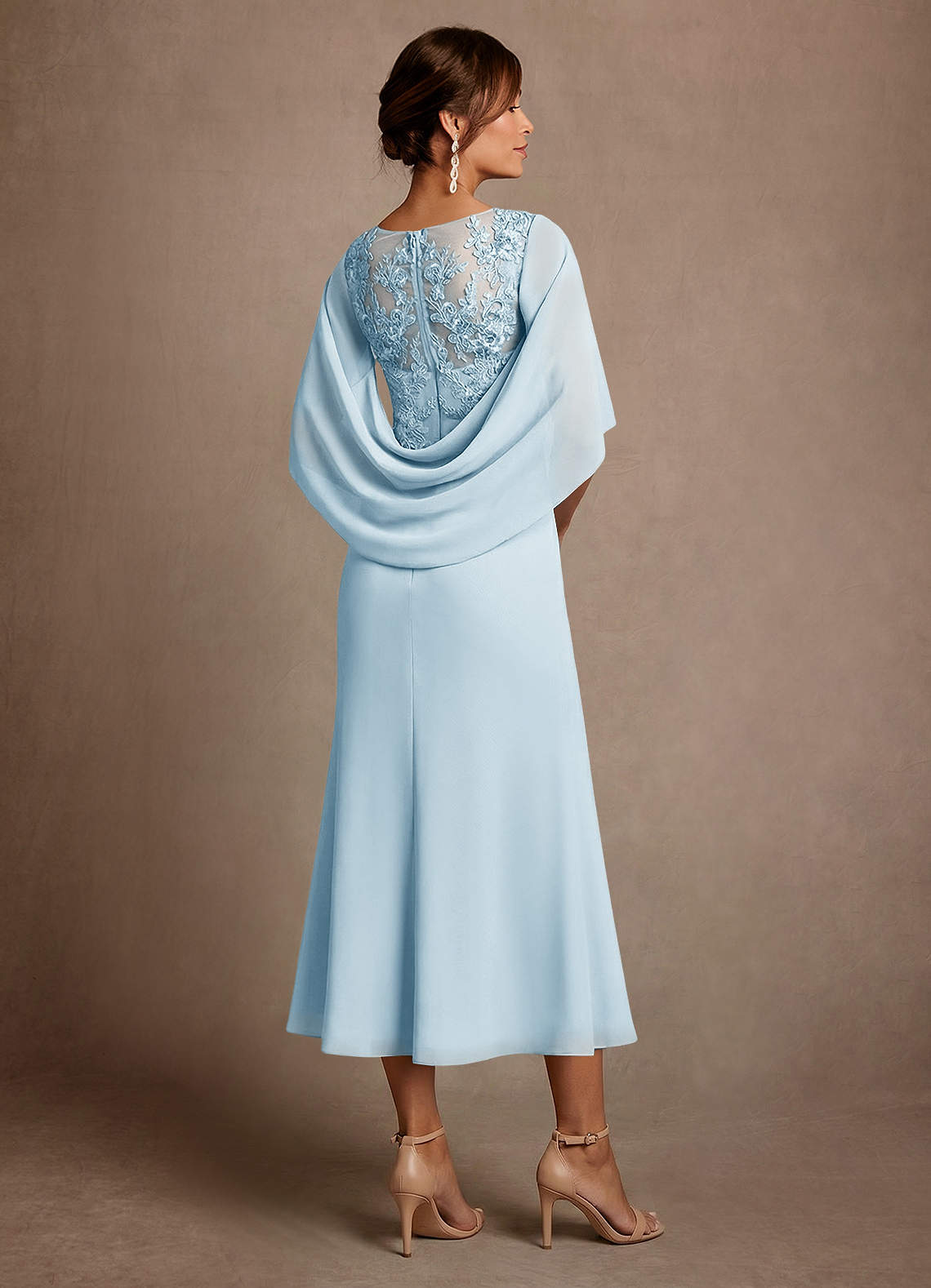 Azazie Forums vestidos de madre de la novia Vestido de Azul Cielo de Encaje de Corte en A image1