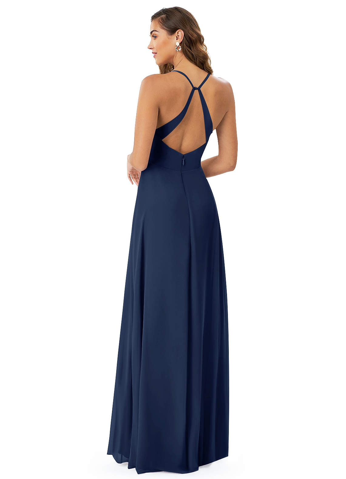 Navy halter 2024 neck bridesmaid dress