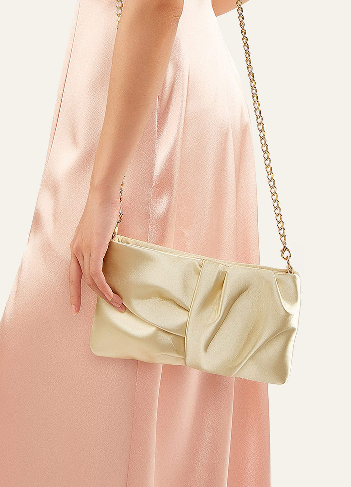 front Pleated Satin Crossbody Bag