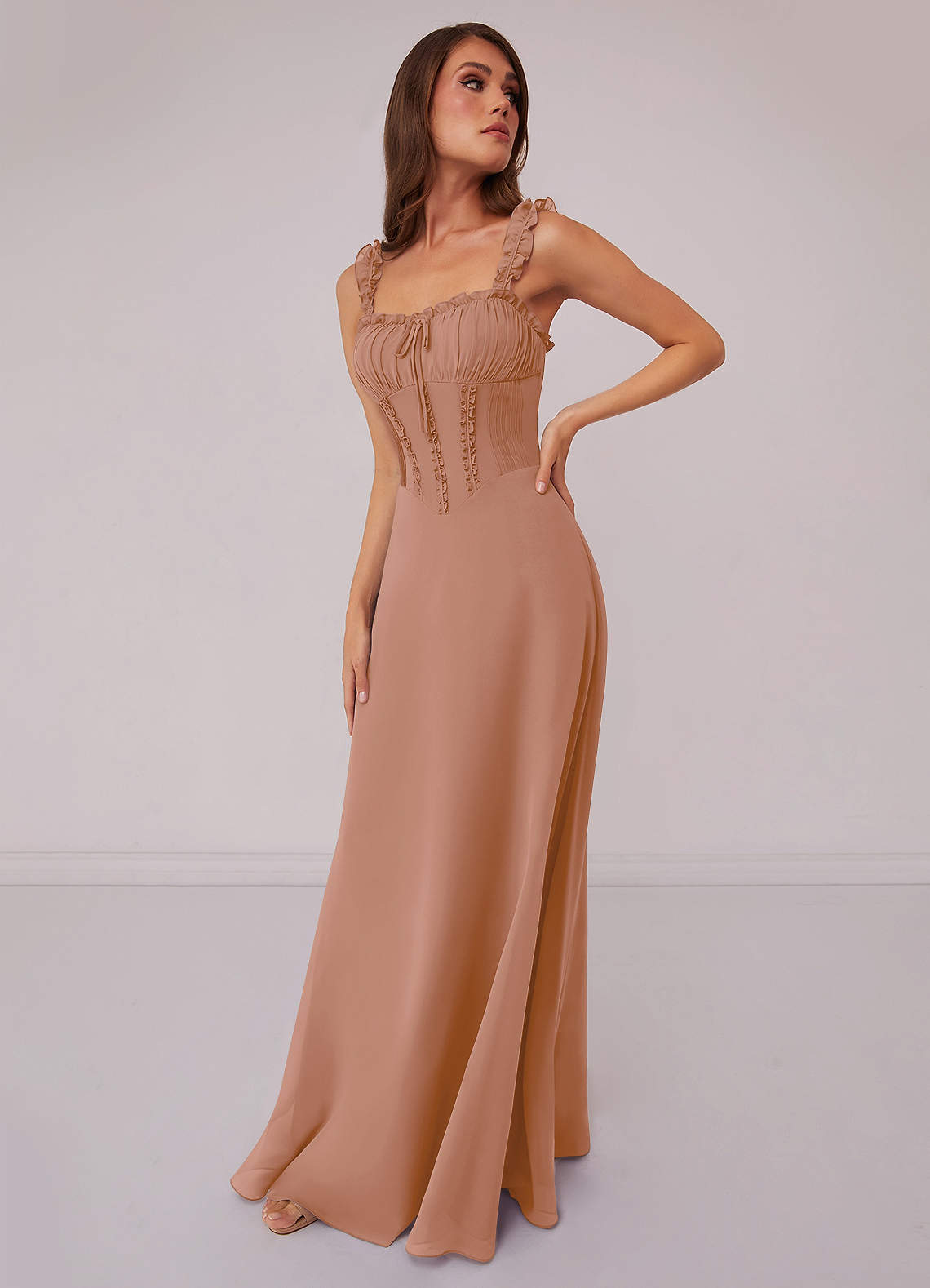 Barbie ♥ Azazie Bridesmaid Dresses Champagne Rose A-Line Sweetheart Neckline Chiffon Dress image1