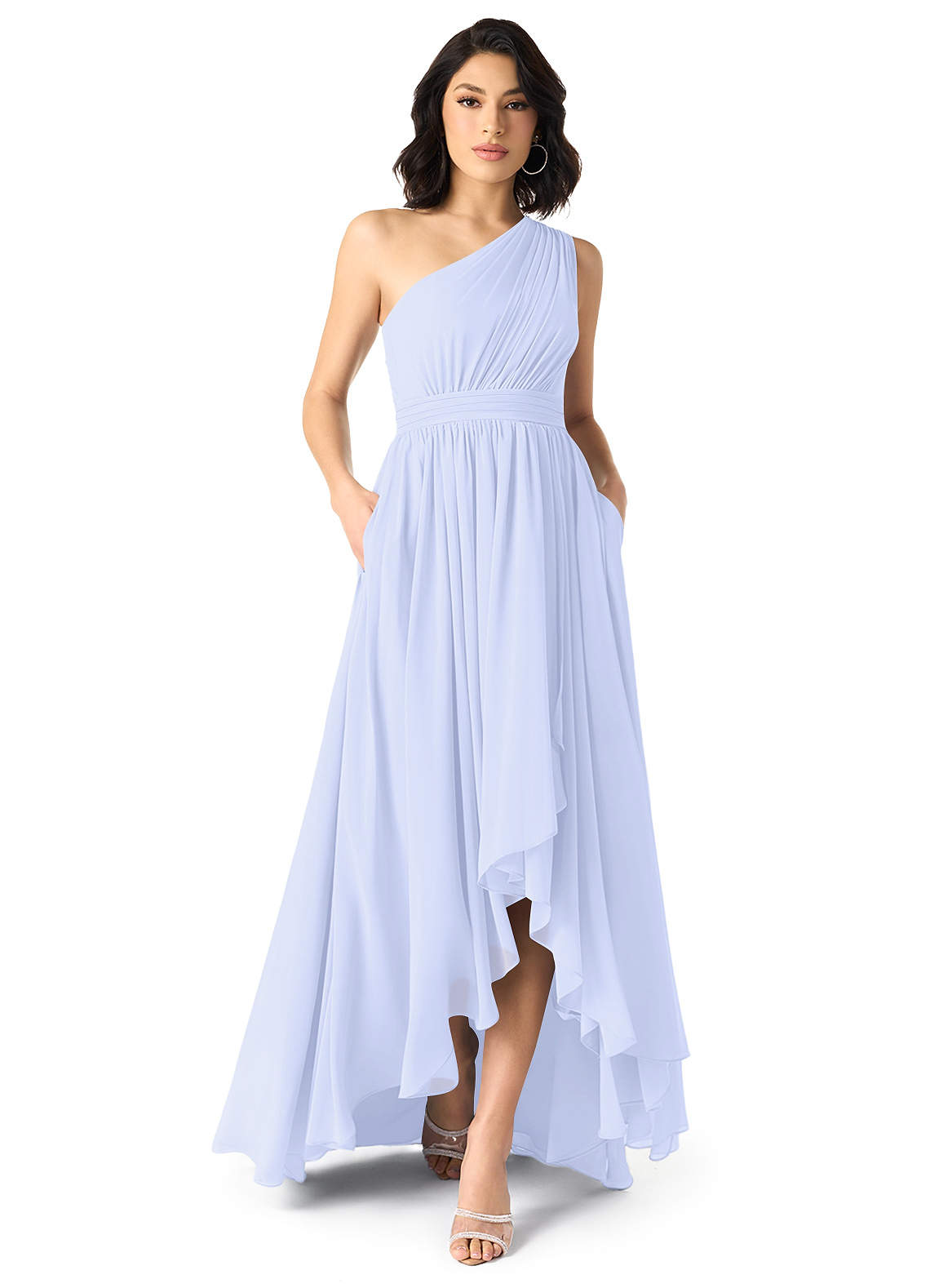 Azazie Mathilda Bridesmaid Dresses Lavender A-Line One Shoulder Chiffon Dress image1