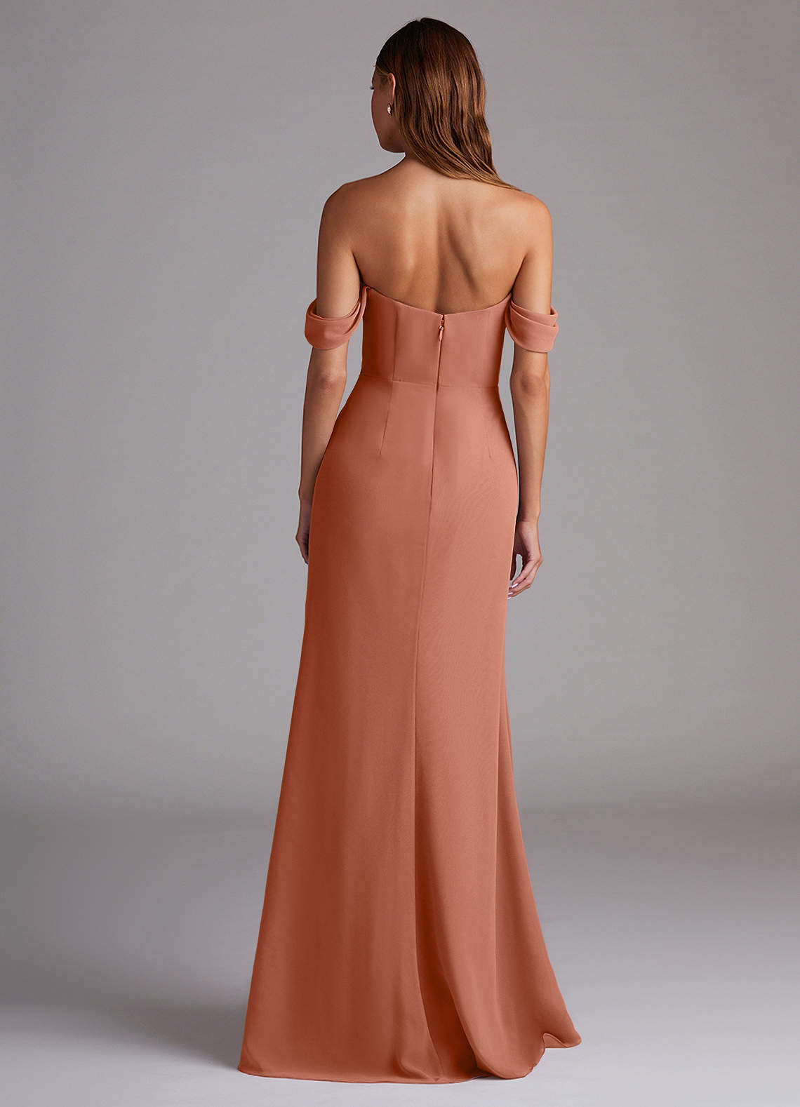 Azazie Saige Bridesmaid Dresses MAI TAI A-Line Off the Shoulder Chiffon Convertible Dress image6