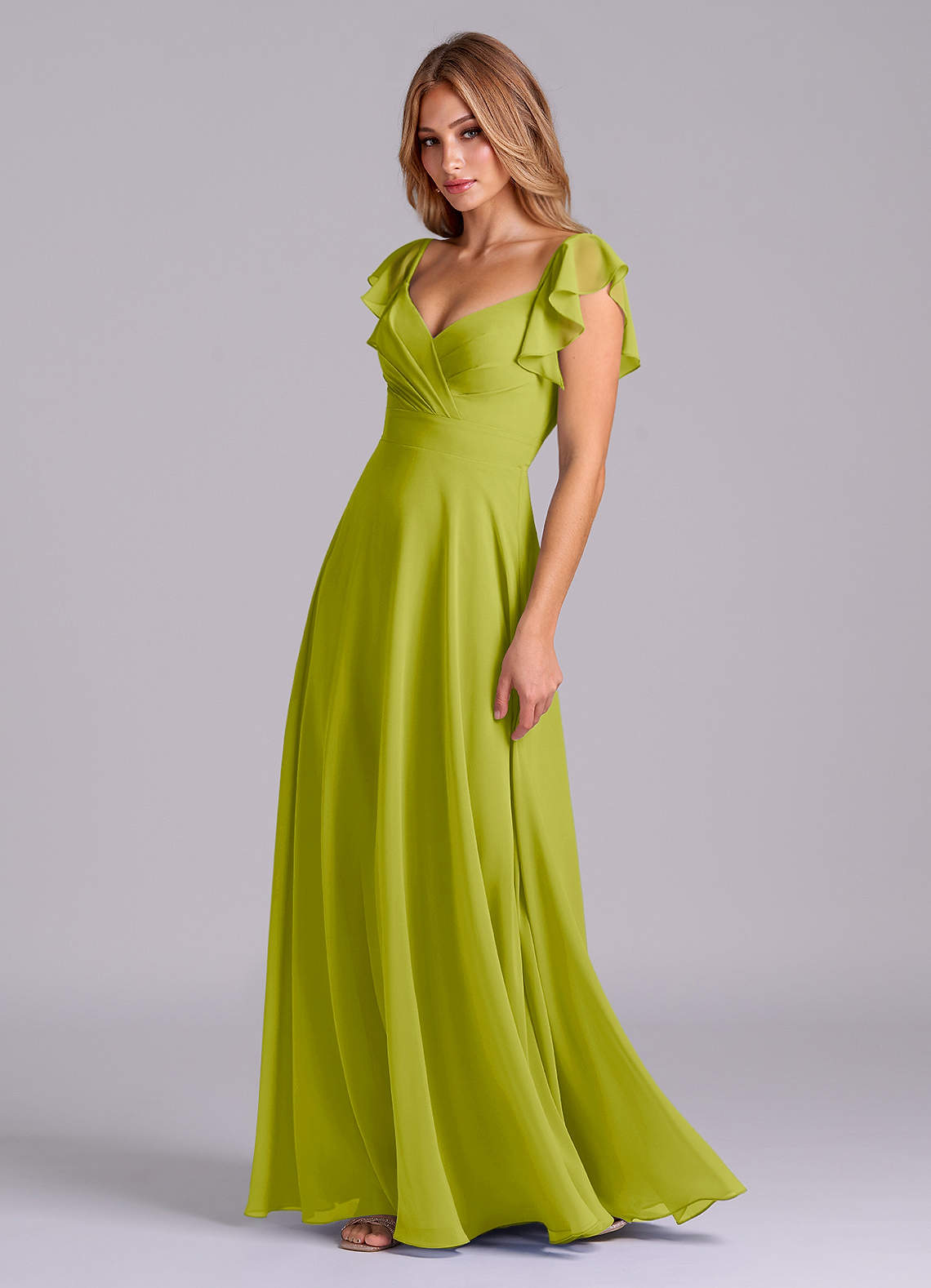 Azazie Leilani Lemongrass Chiffon Bridesmaid Dresses | Azazie