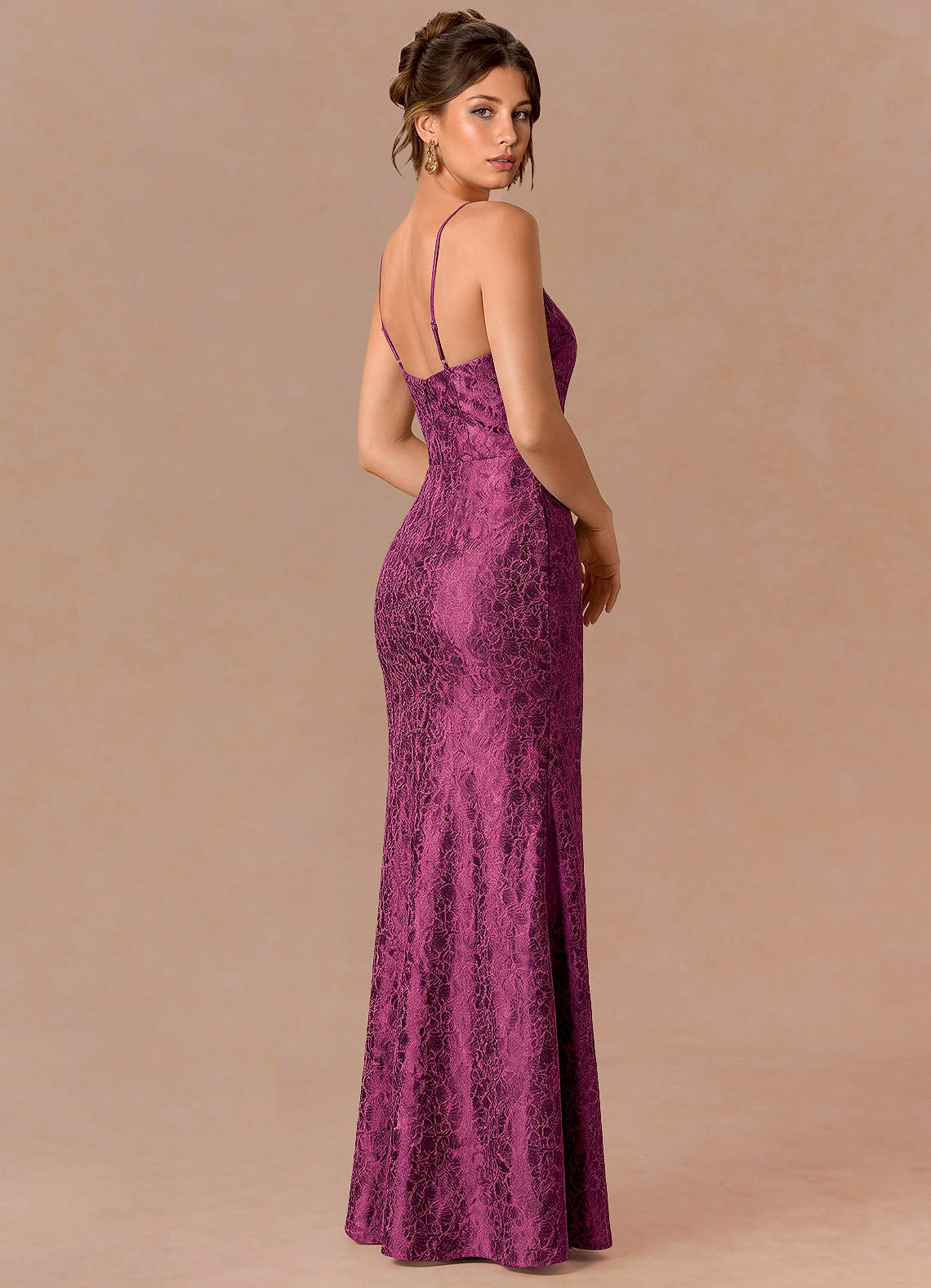 plum colored formal dresses Azazie Purple Column Evening Dress for Events University of Maryland