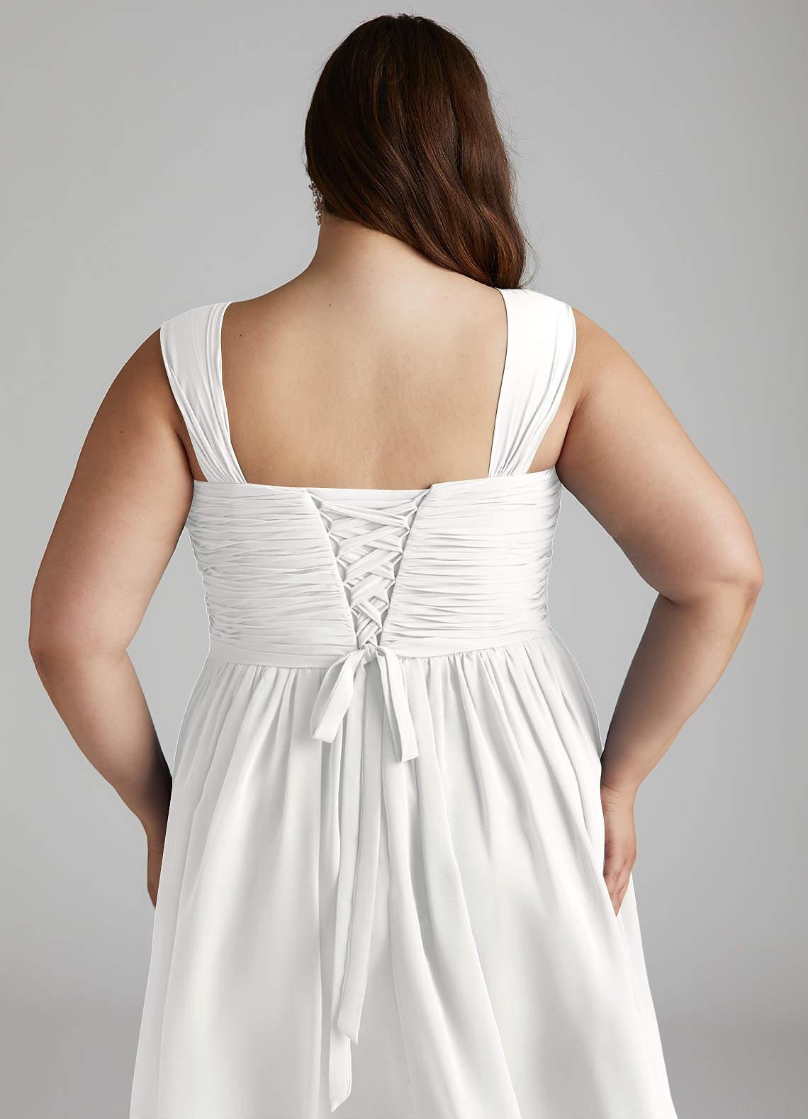Azazie Angie Bridesmaid Dresses White A-Line Corset Chiffon Dress image10