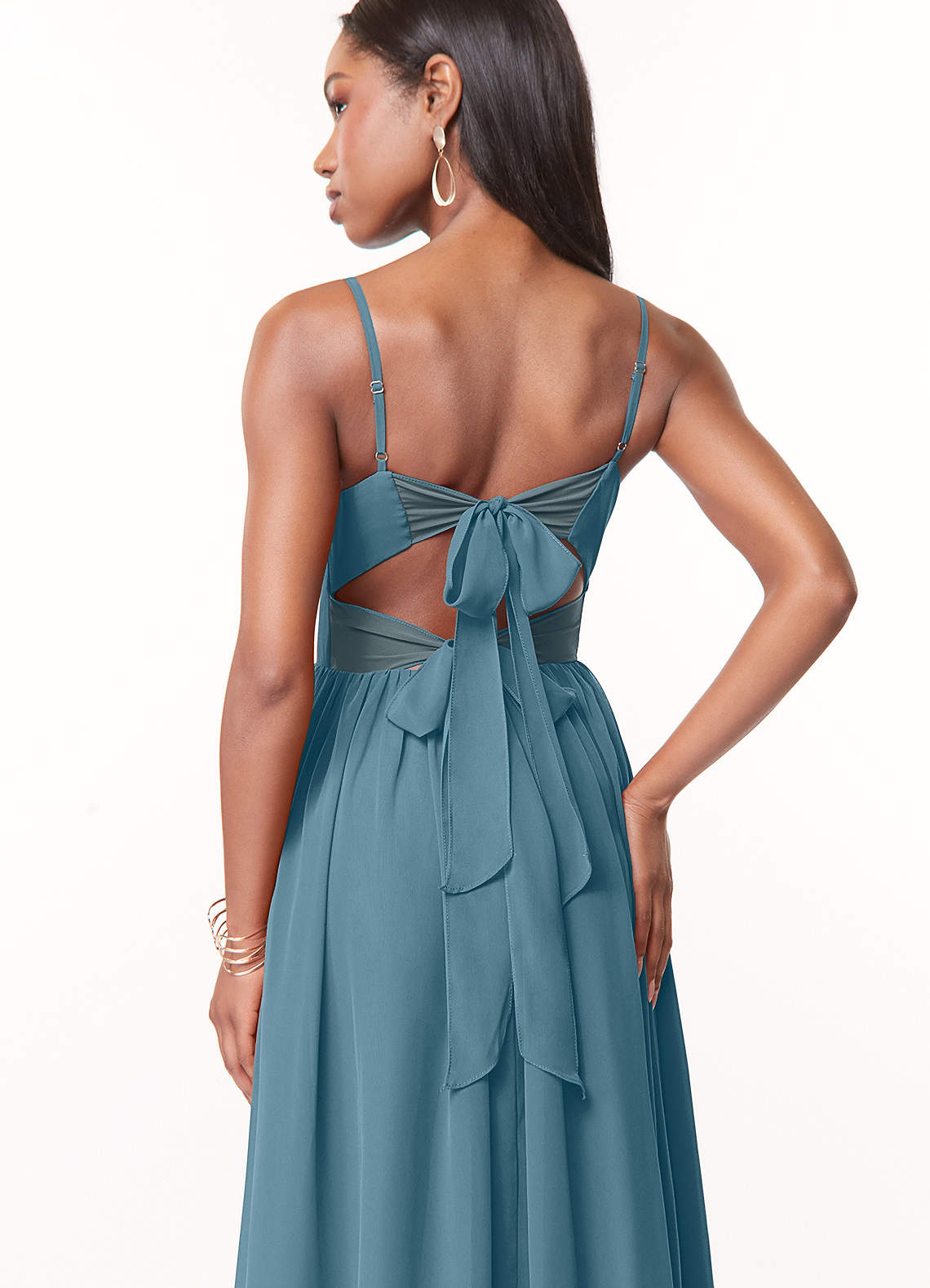 Azazie Zeya Bridesmaid Dresses Bermuda A-Line V-Neck Pleated Chiffon Dress image1