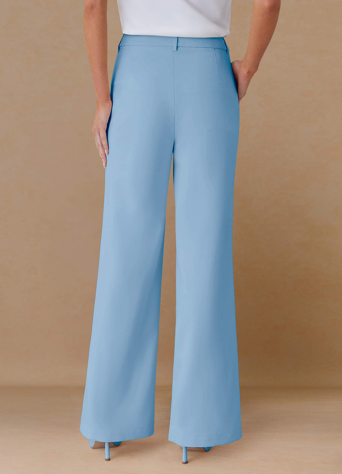 front Marina Sky Blue Refined Weave Straight-Leg Pants