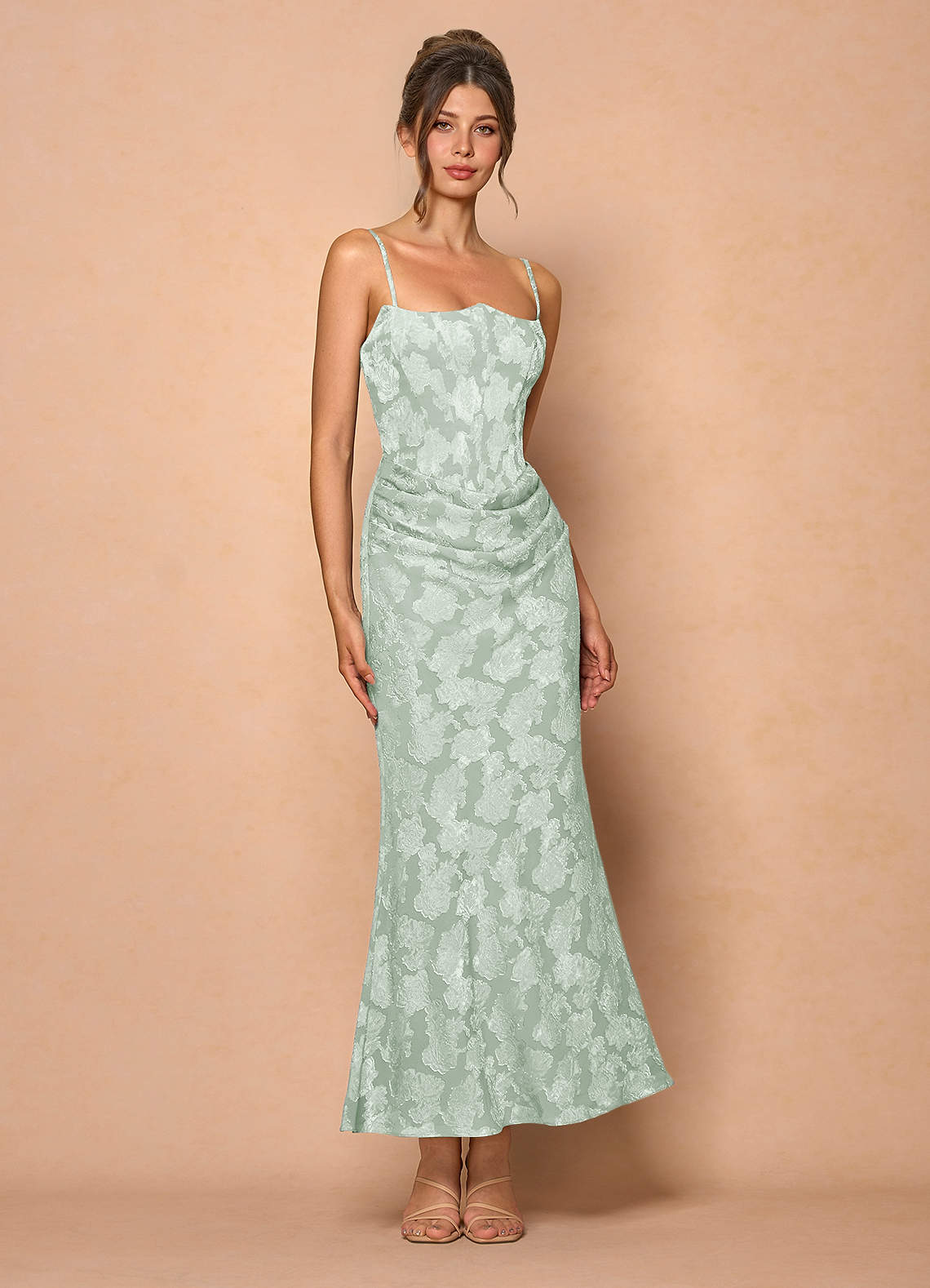 green emerald velvet dress MINT OMBRE LACE MIDI DRESS – poava main image 0