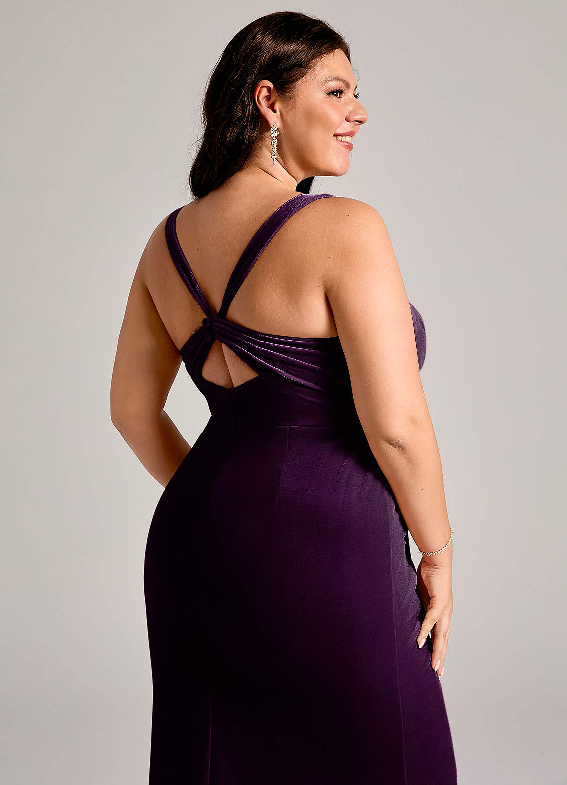 Azazie Mero Bridesmaid Dresses Grape Mermaid Pleated Velvet Dress image8