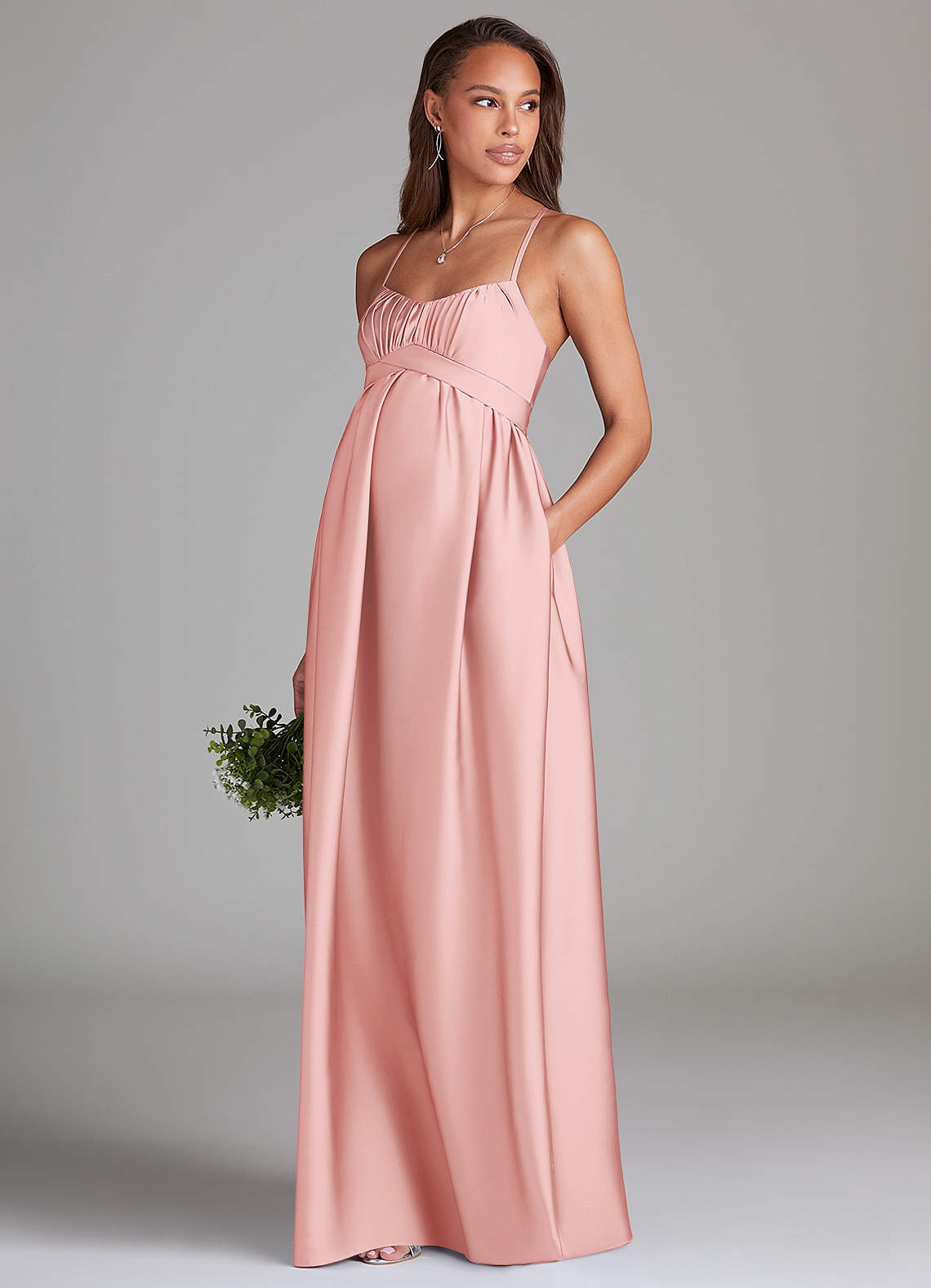 pink satin maternity dress Luxury Pink Maternity Wrap Gown, Pregnant guest, Baby shower  Chic Bump  Club