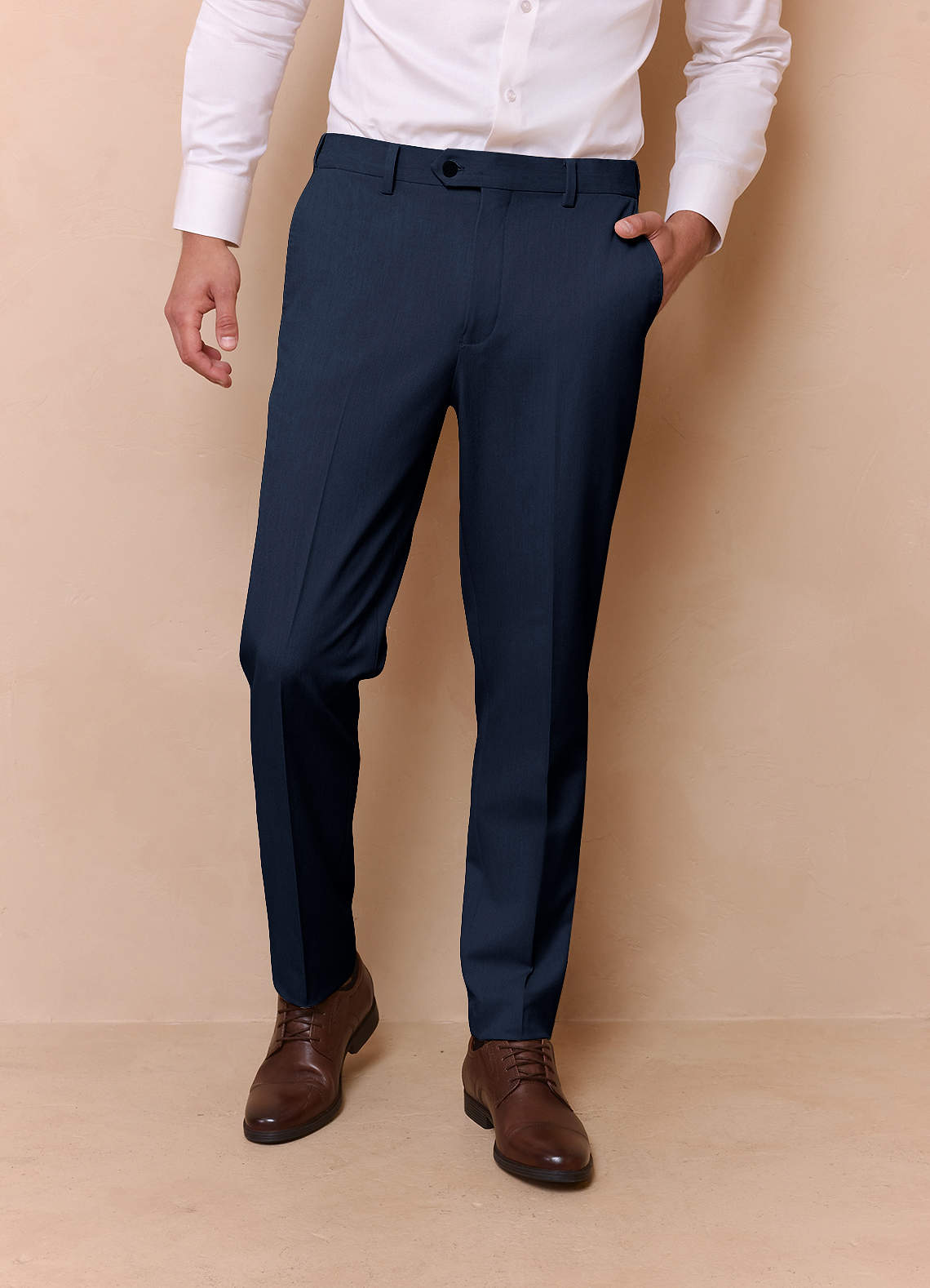 front James Dark Navy Structured Stretch Dress Pants