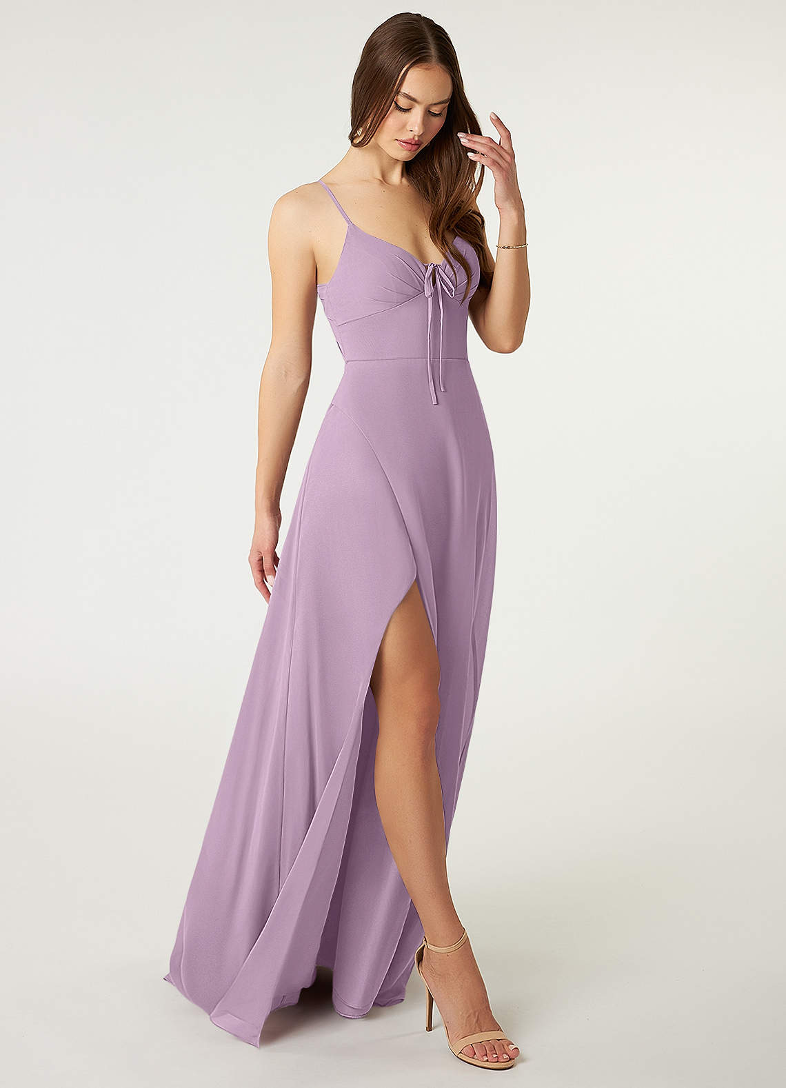 Azazie Minie Bridesmaid Dresses Wisteria A-Line Bow Chiffon Dress image1