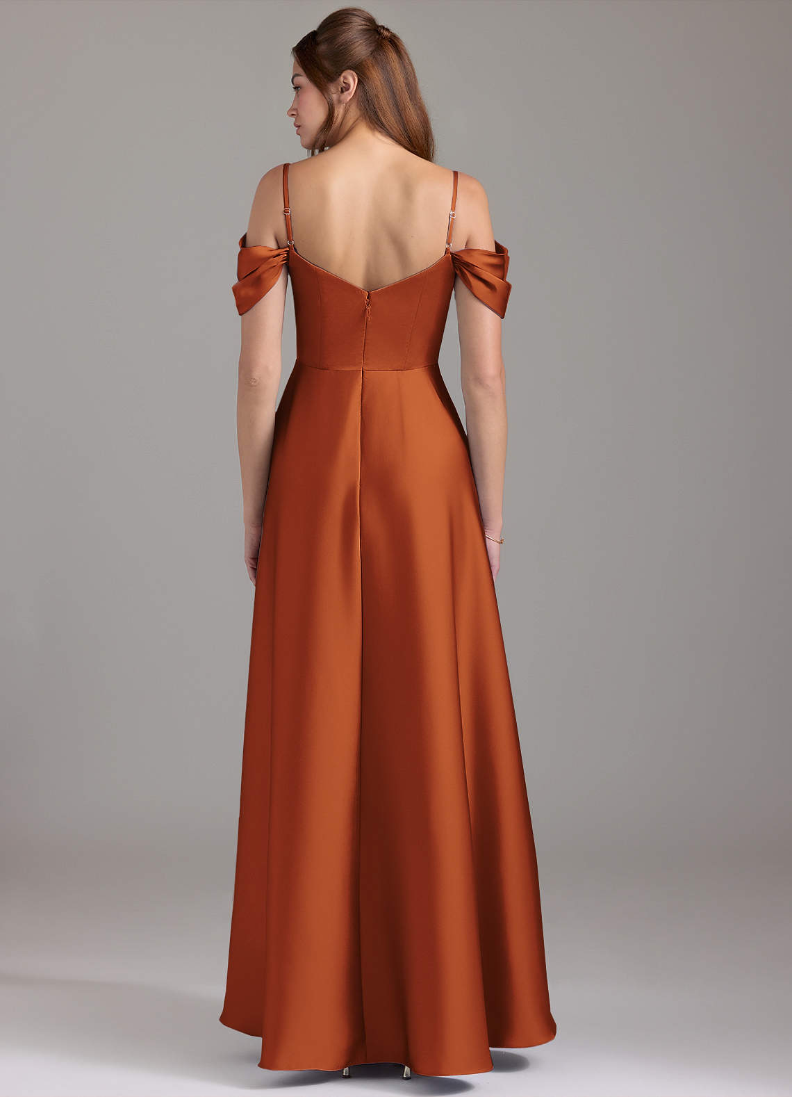 Azazie A-Line Sweetheart Floor-Length Stretch Satin Bridesmaid Dresses - Cinnamon
