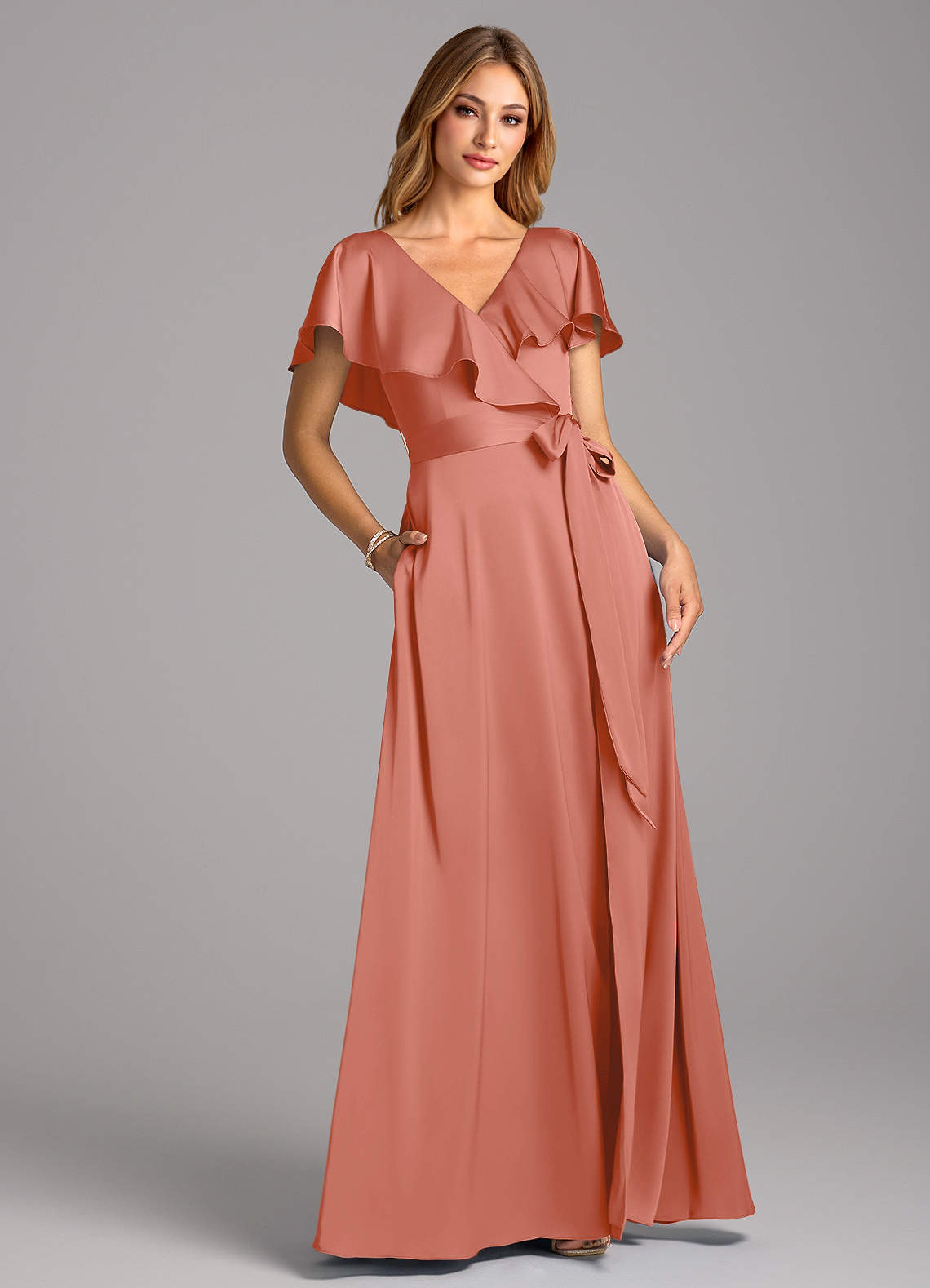 bridesmaid dresses orange and pink Coral Halter Pink Energetic Summer Bridesmaid Dress, BD3046  AlineBridal
