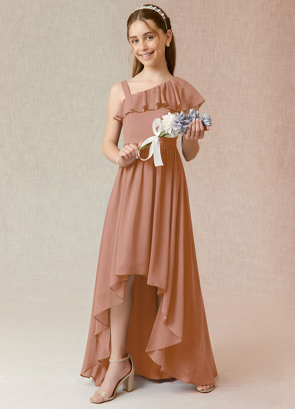 mango champagne dress Azazie Mango Junior Ready to Ship Bridesmaid Dress in Champagne Rose