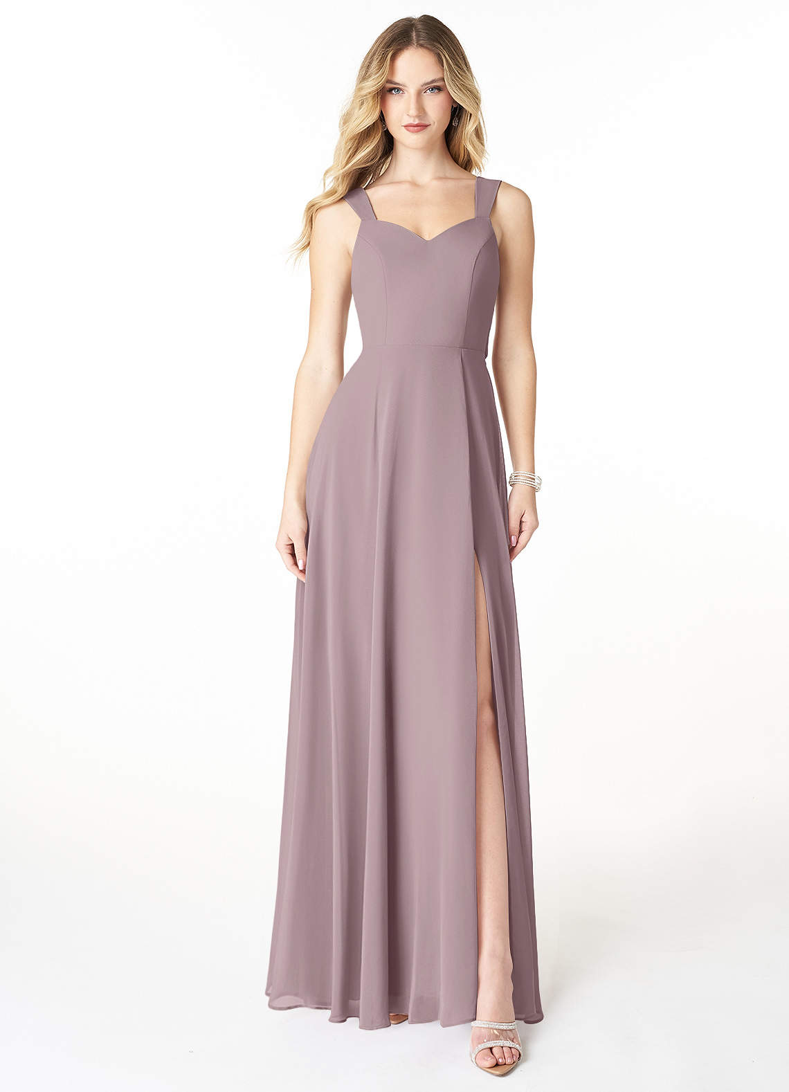 Azazie Julie Abiti da Damigella Abito A-Line in Chiffon Scollo a Cuore Dusk image1
