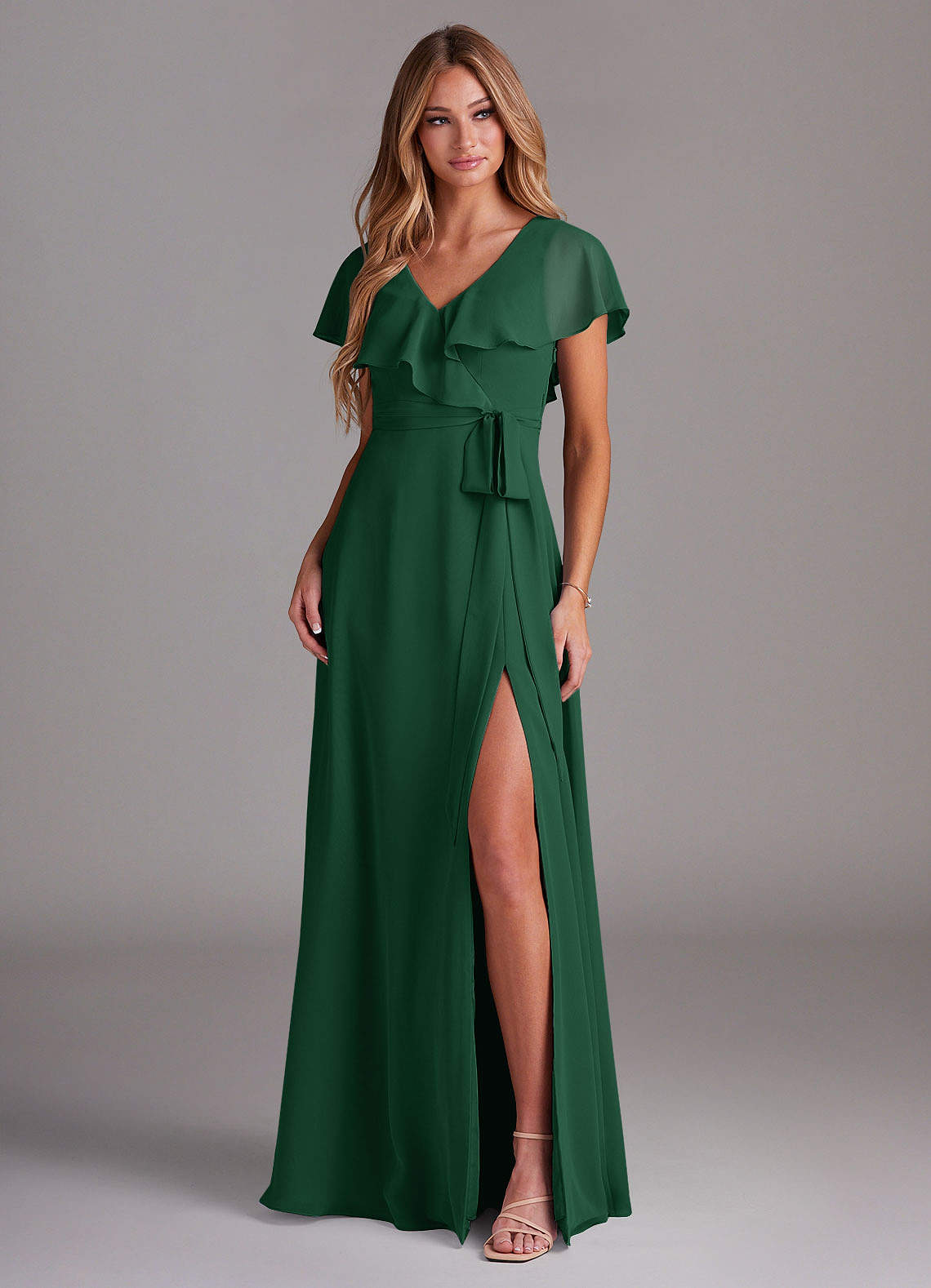 Azazie Lainey Dark Green Chiffon Bridesmaid Dresses | Azazie DE Azazie Lainey Dark Green Chiffon Bridesmaid Dresses | Azazie DE