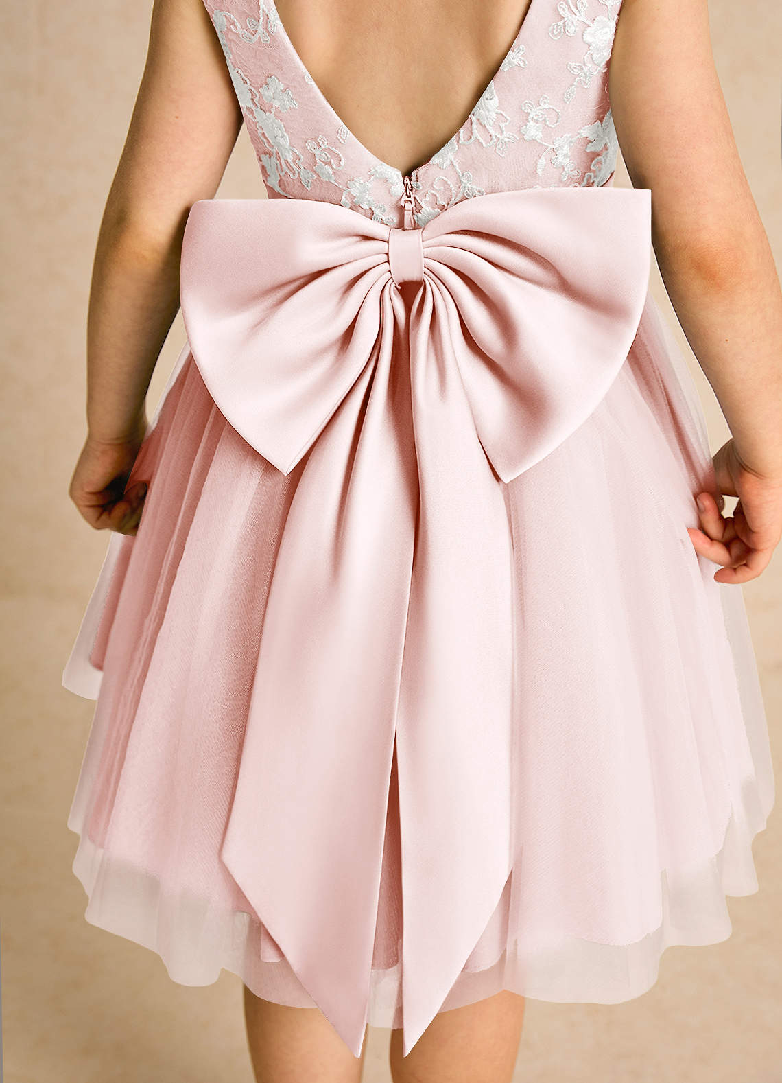 Azazie Butterfly Flower Girl Dresses Blushing Pink A-Line Lace Dress image5