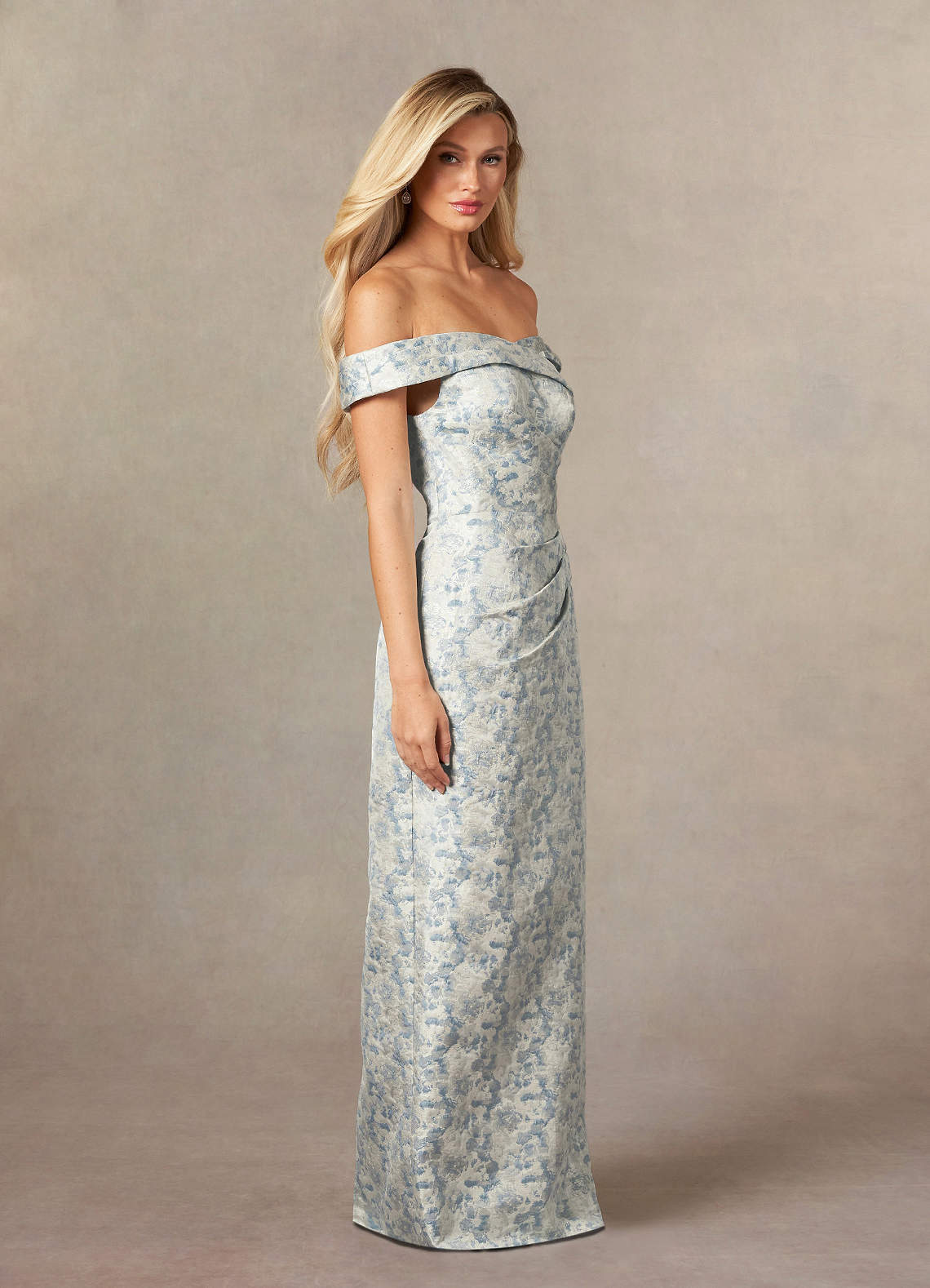Upstudio Payne Mother of the Bride Dresses Dusty Blue Mermaid Off the Shoulder Jacquard Dress image1