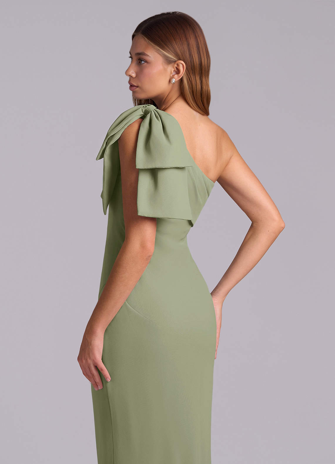 Azazie Yuanna Bridesmaid Dresses Pistachio Mermaid One Shoulder Chiffon Dress image7