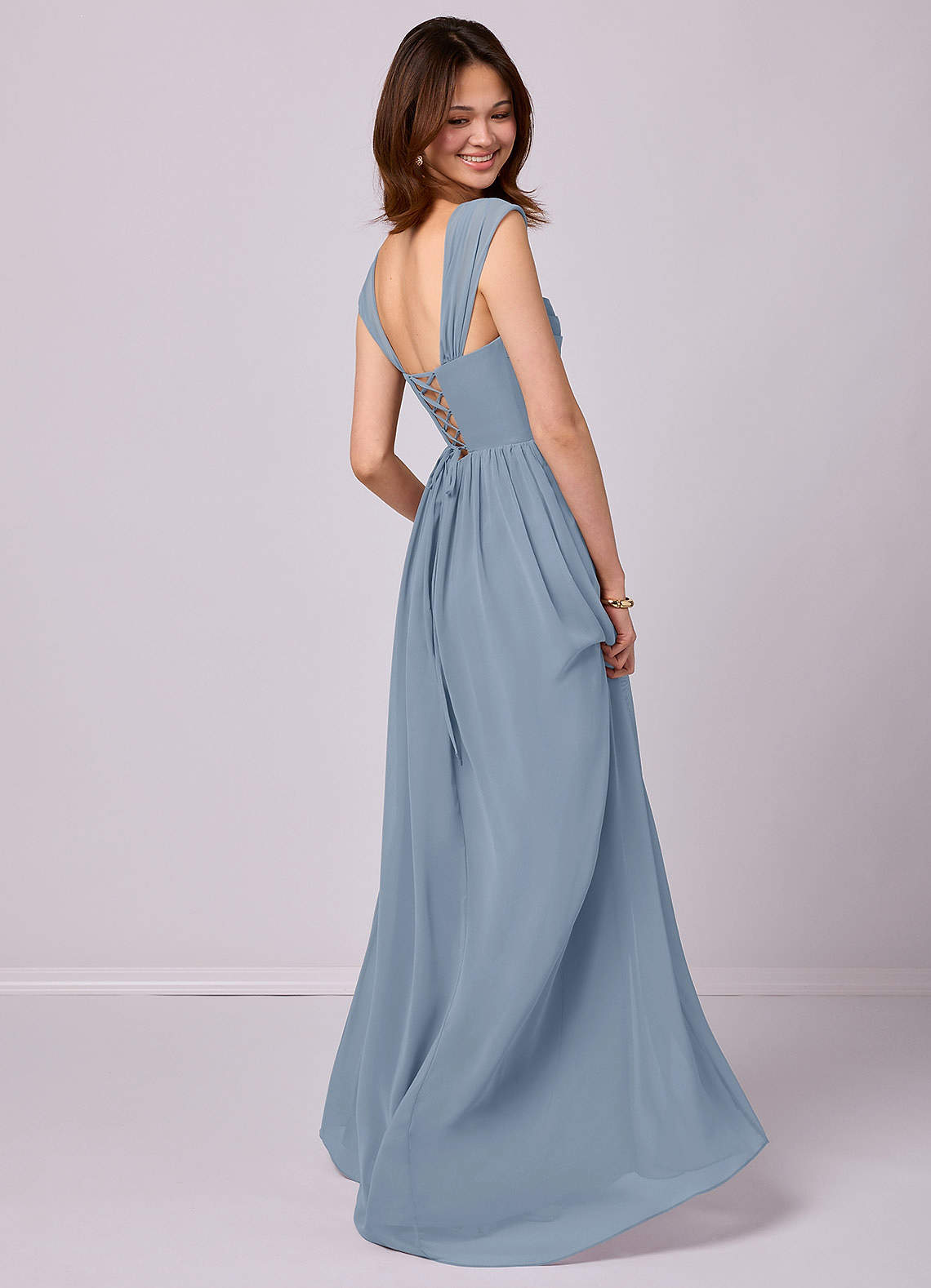 Barbie ♥ Azazie Bridesmaid Dresses A-Line Corset Chiffon Floor-Length Dress image3