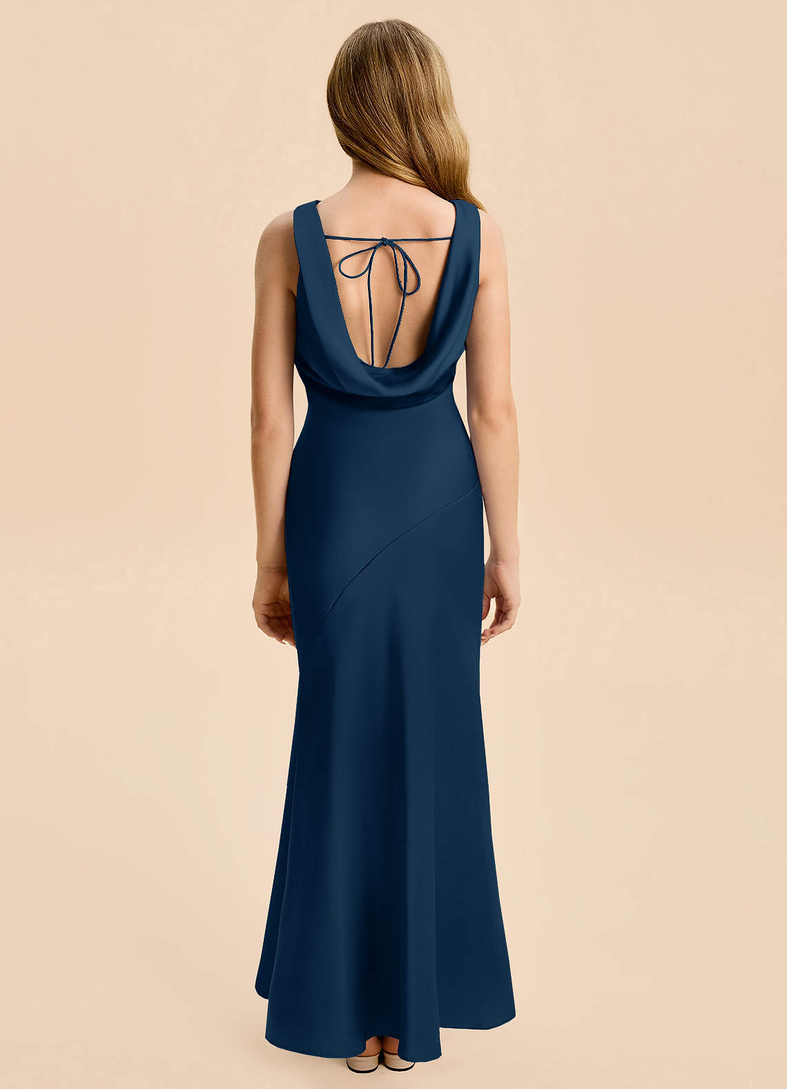 Azazie Rylina Junior Meerjungfrau-Linie Stretch-Satin Kleid Dunkelmarine image1