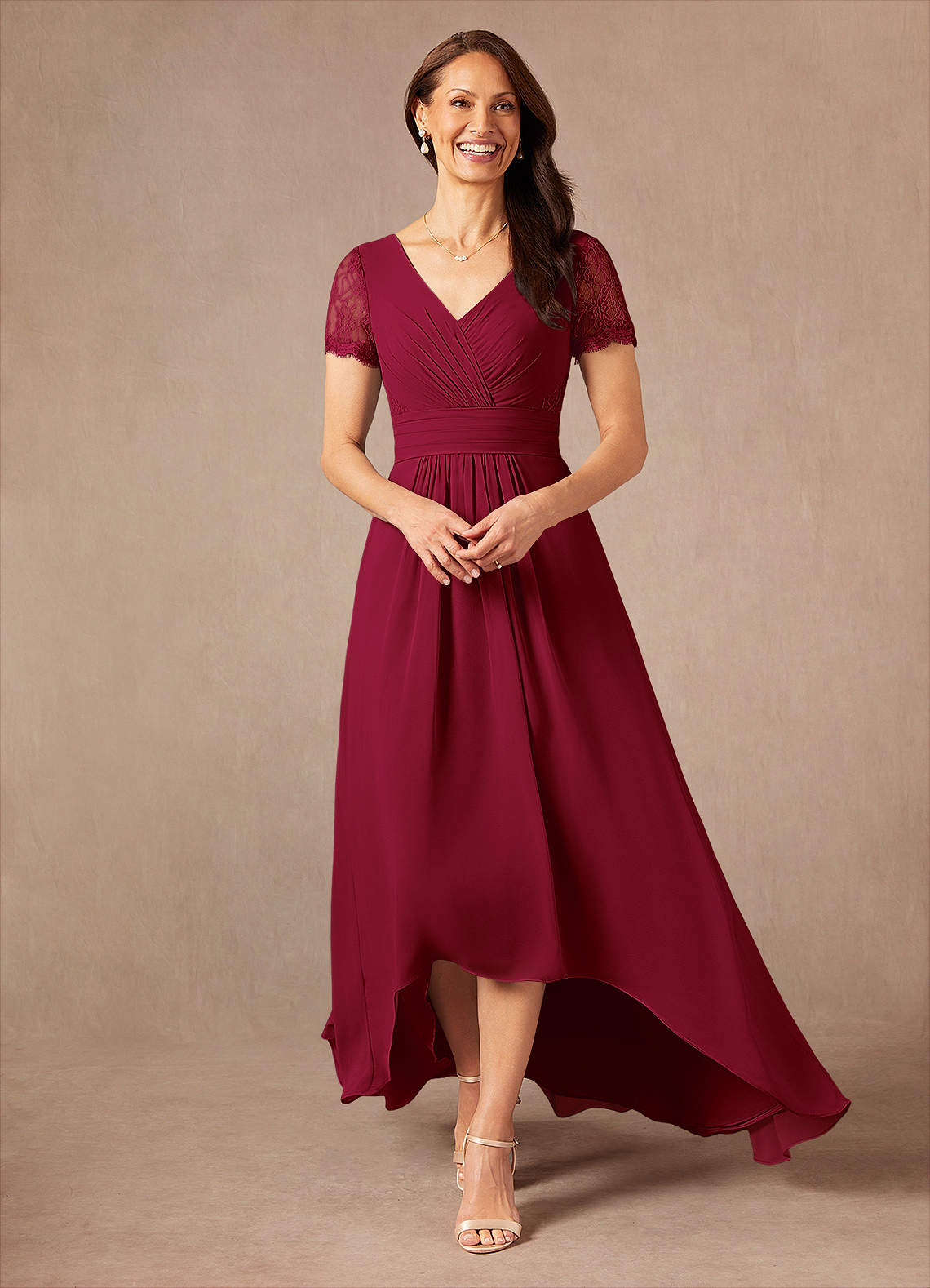 Azazie Polly Agave A-Line Lace Chiffon Dress Ready to Ship | Azazie