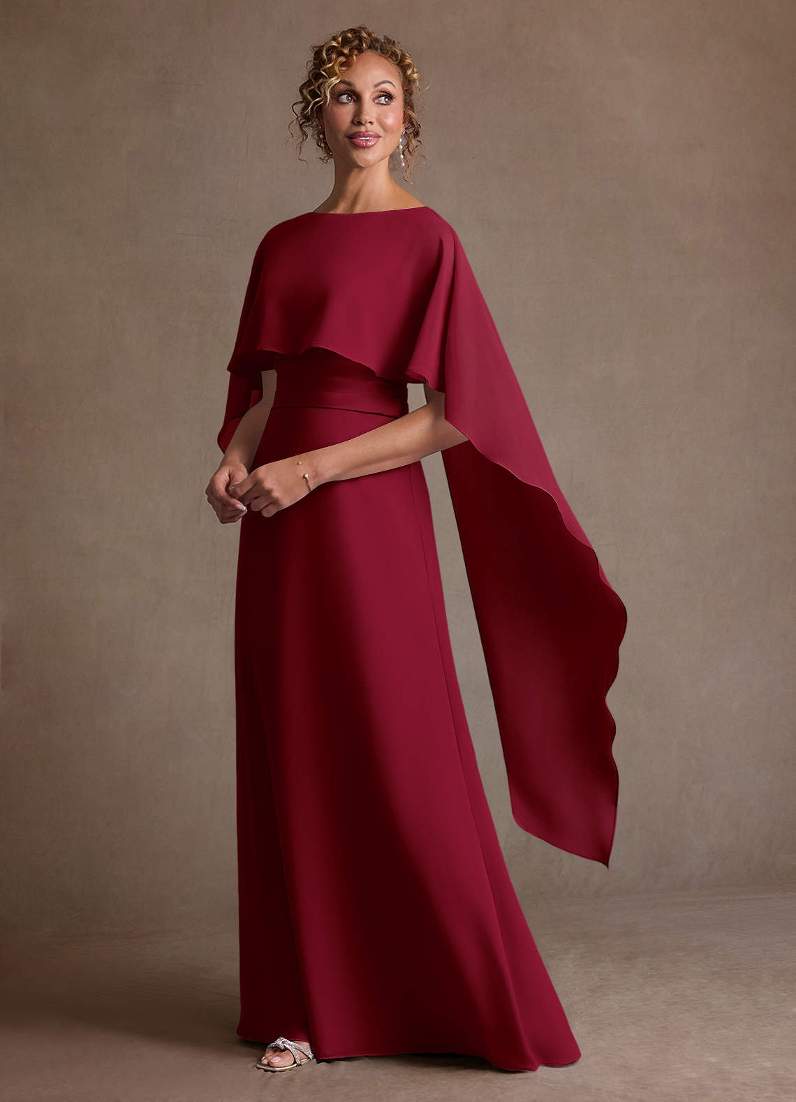 Azazie Marilla Vestidos para mãe da noiva Vestido Borgonha de Chiffon de Linha A com Plissado image4