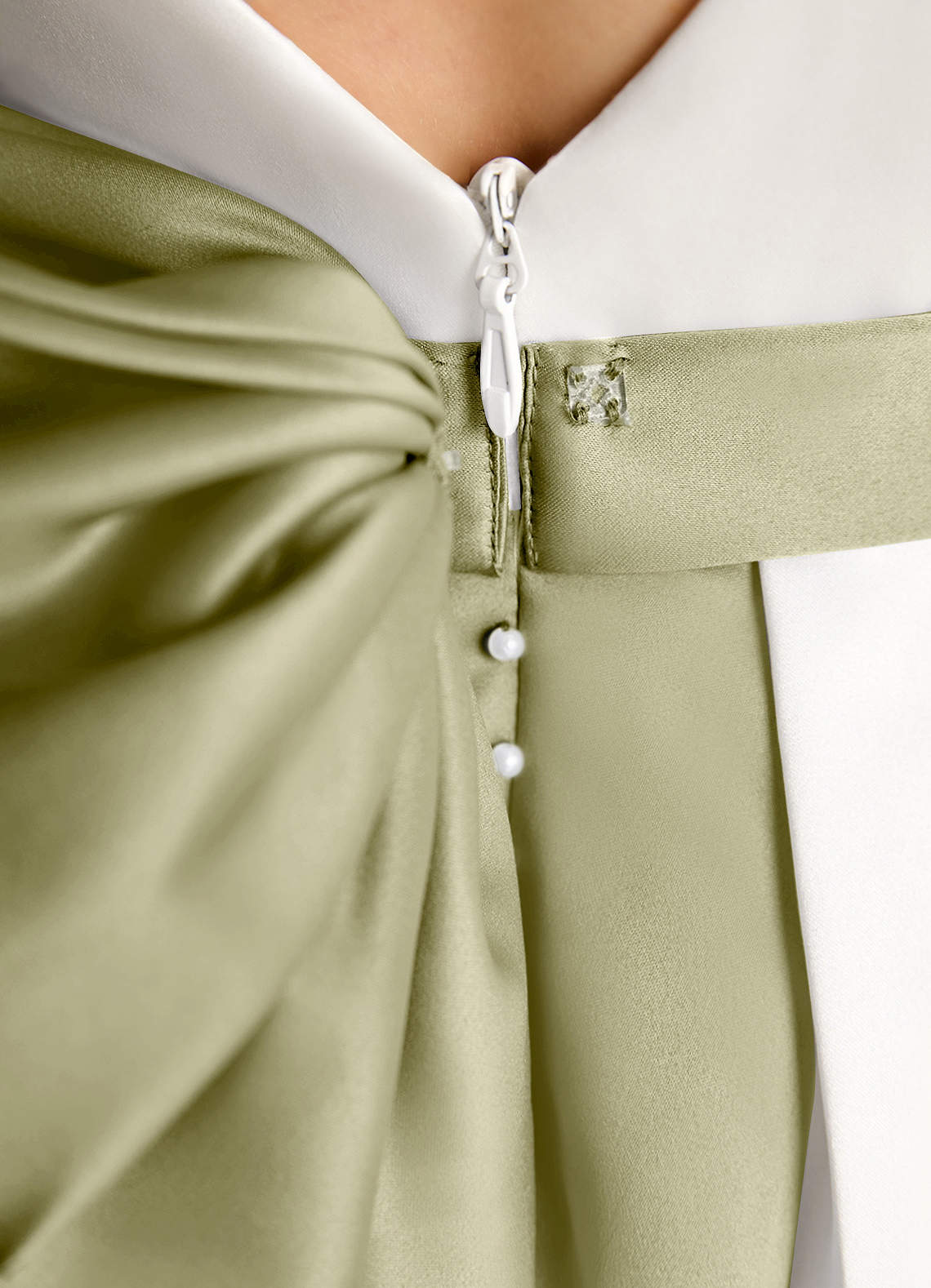 Azazie Cherry Vestidos de florista Vestido Marfim Musgo Verde de Cetim fosco de Vestido de baile com Plissado image5