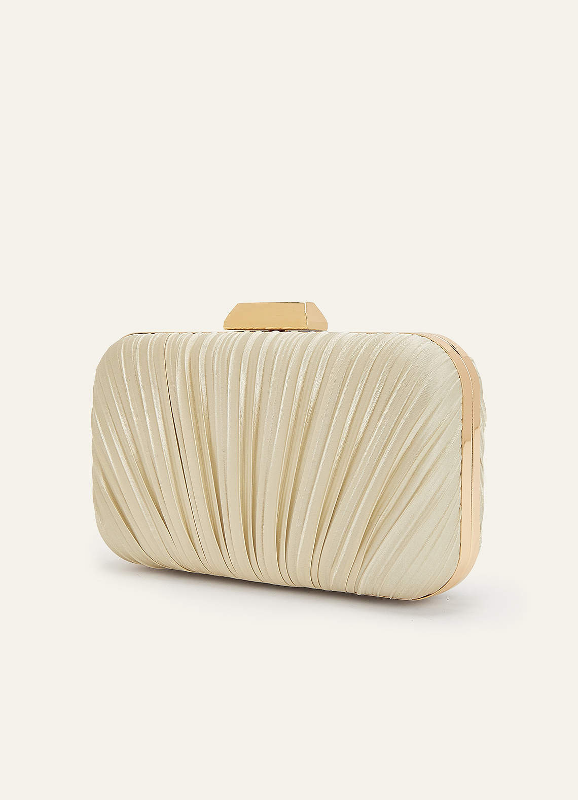 front Matching Color Satin Pleated Clutch Bag