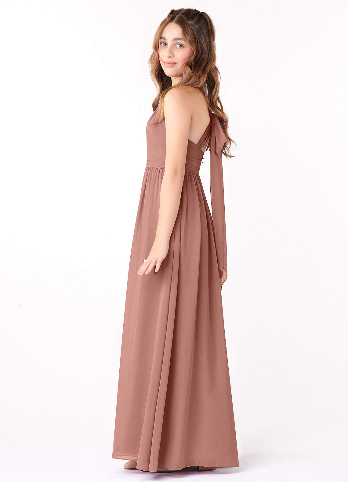 Azazie Jaylah Junior Bridesmaid Dress in Cedar Rose | Azazie