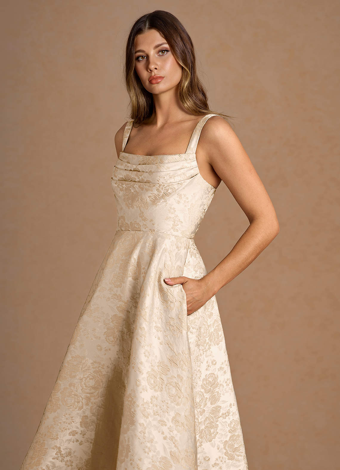 Melusine Vintage Champagne Midi Dress | Azazie