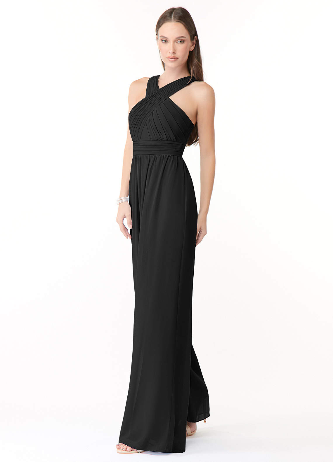 Azazie Berdie Jumpsuit Black Chiffon Bridesmaid Dresses | Azazie