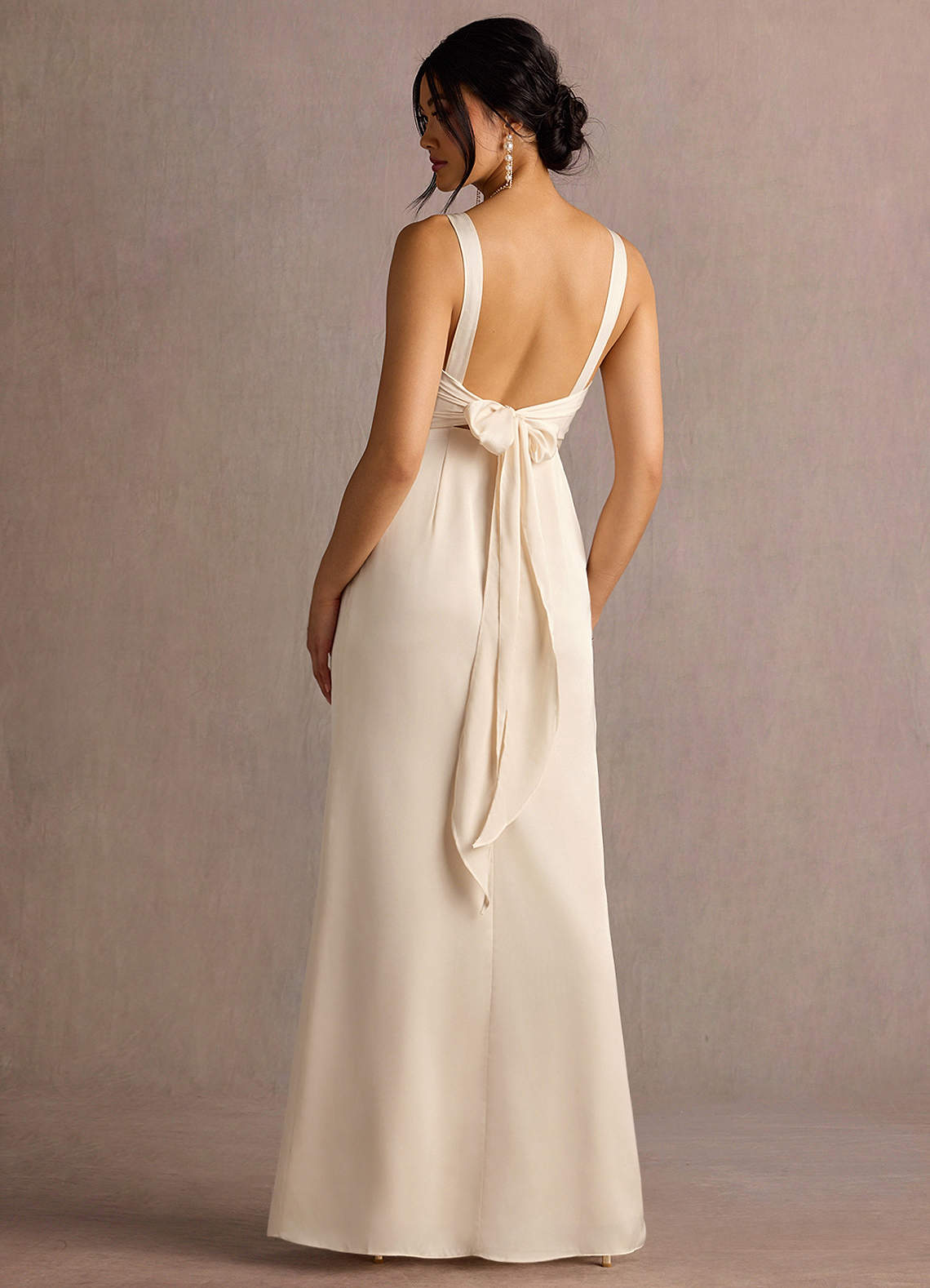 Claire Cream Satin Gown Maxi Dress Ready to Ship | Azazie CA