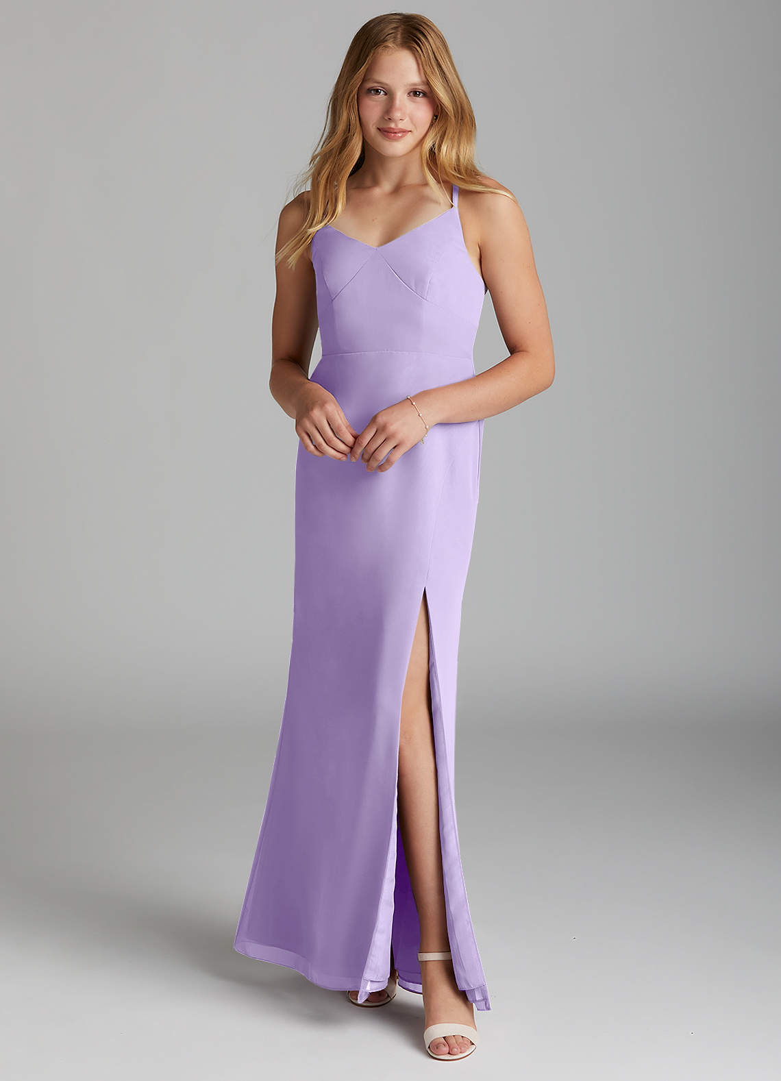 lilac junior bridesmaid dresses Azazie Becca Junior Ready to Ship Bridesmaid Dress in Lilac