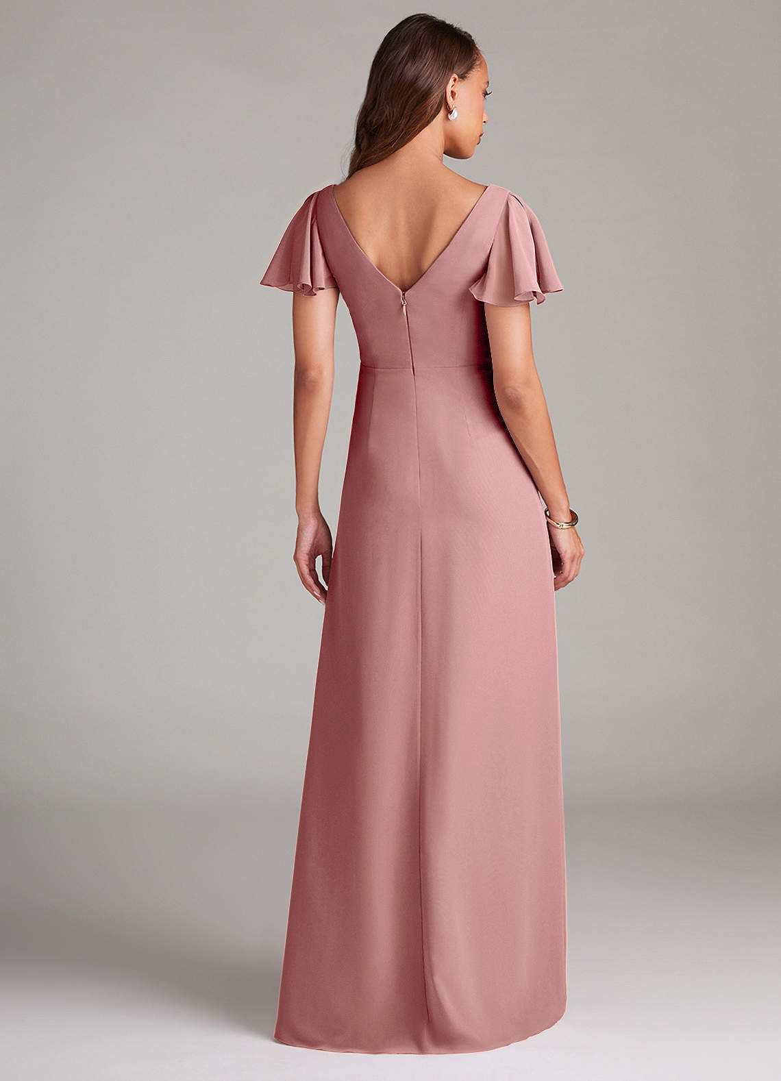 Azazie Soren Bridesmaid Dresses Dusty Rose A-Line Ruched Chiffon Dress image1