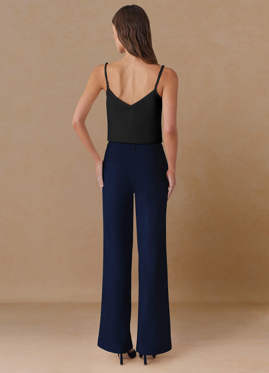 front Marina Blue Refined Weave Straight-Leg Pants