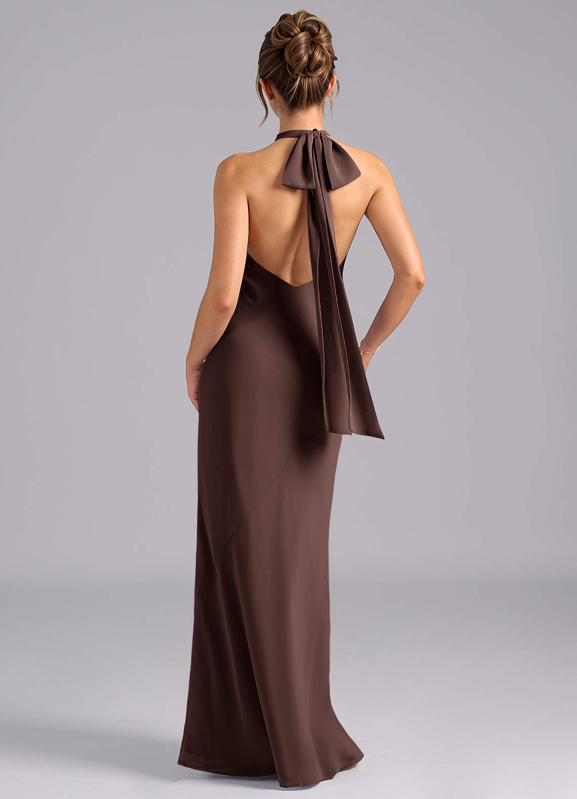 Azazie Velli Bridesmaid Dresses Ganache Mermaid High Neck Chiffon Dress image1
