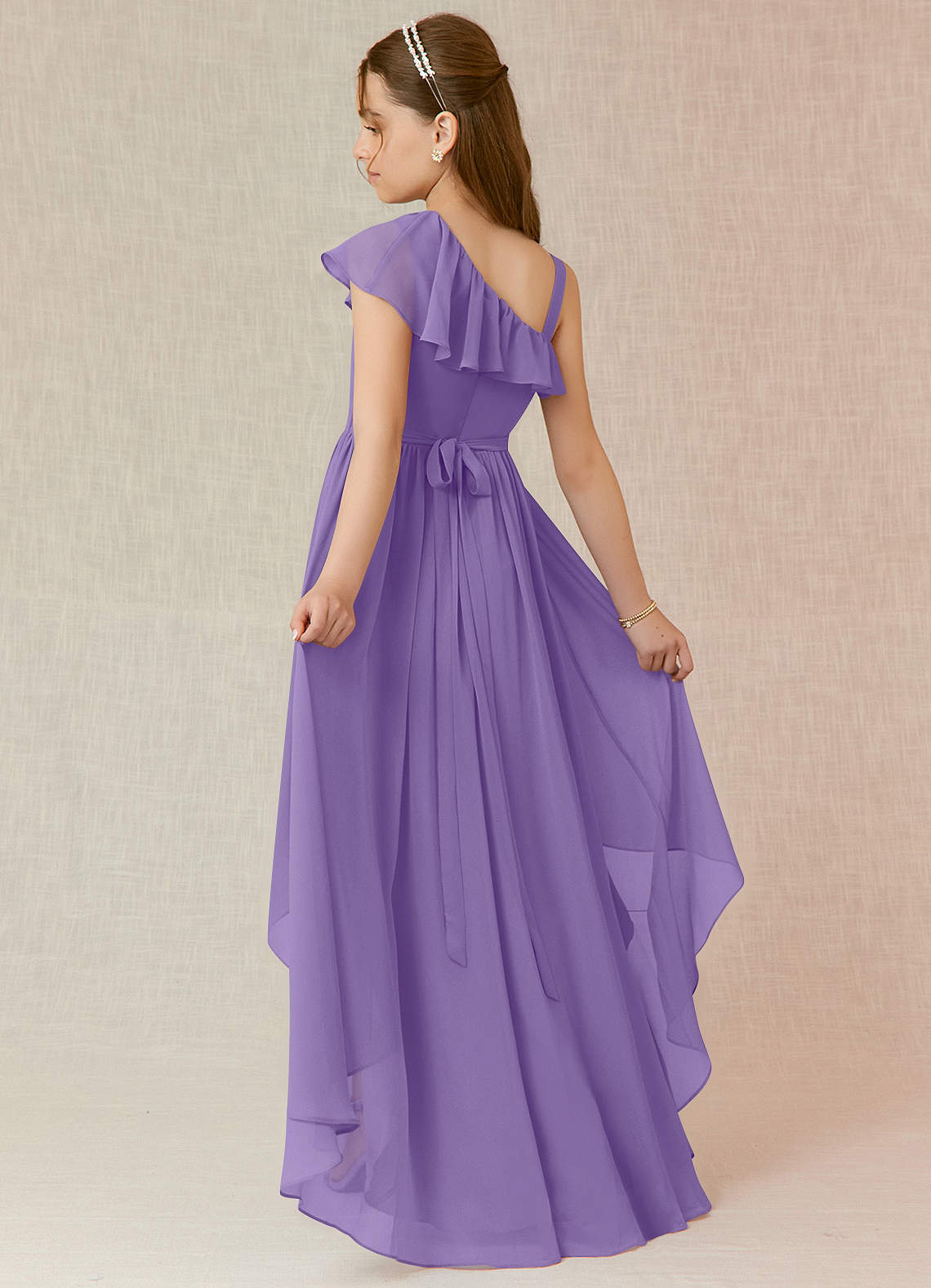 Azazie Mango Junior Tahiti A-Line Ruched Chiffon Dress image1