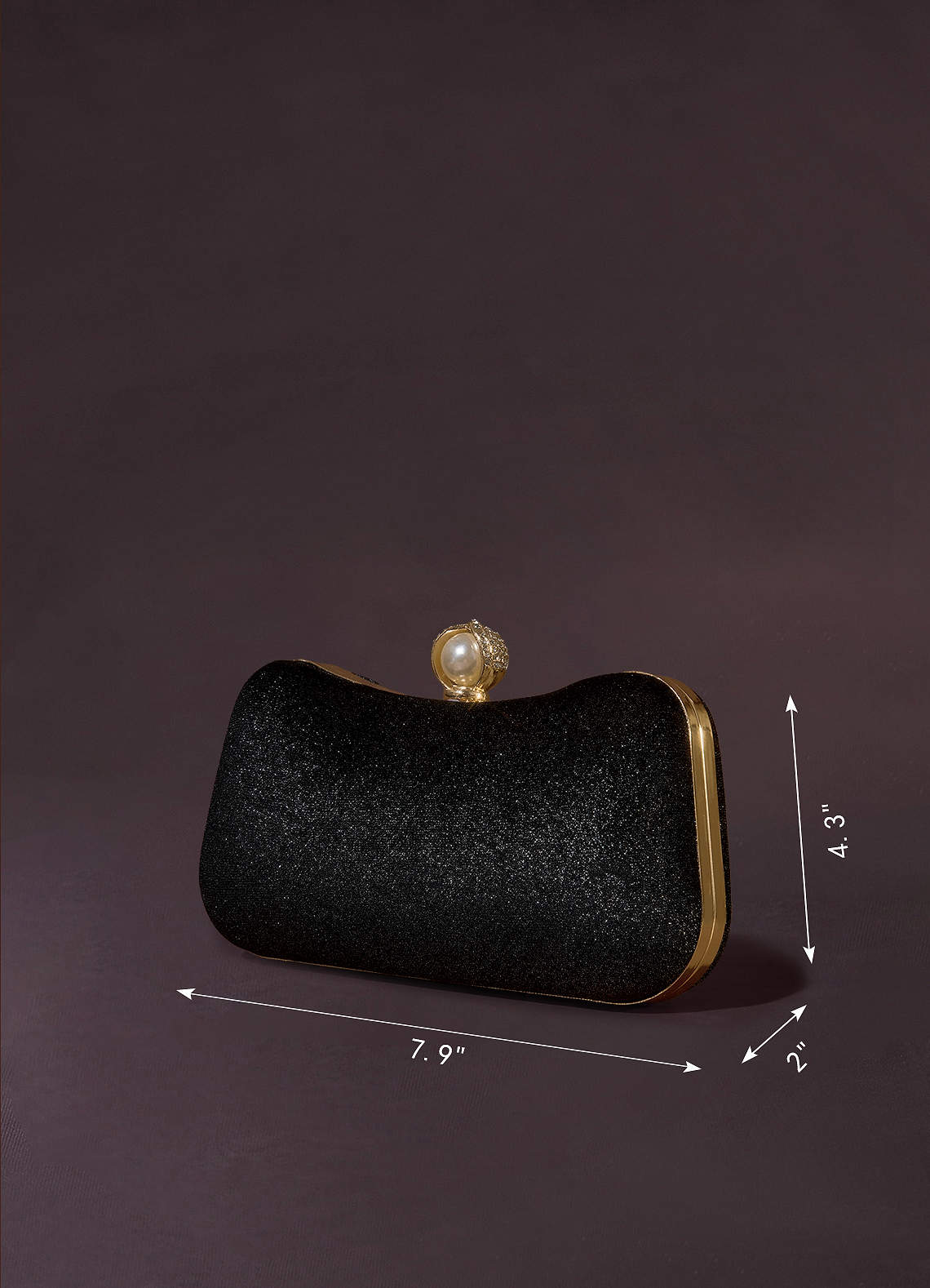 Velvet Evening Bag With Rhinestone and Pearl Embellishment