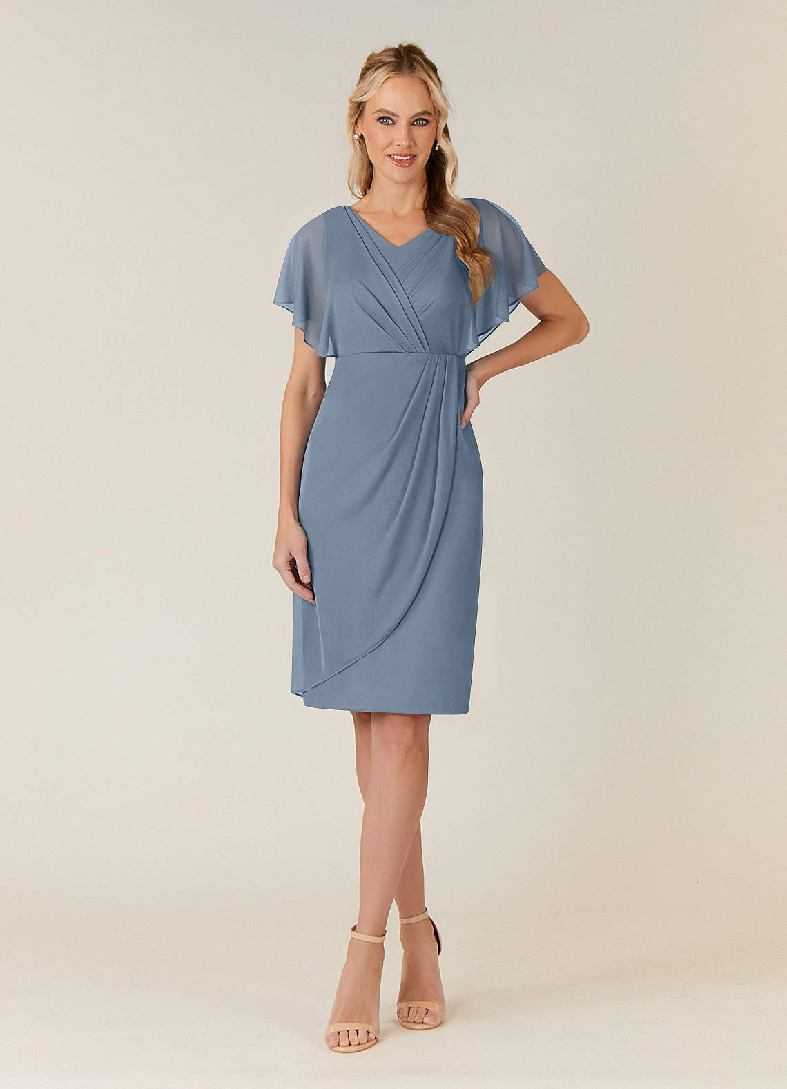 Azazie Waverly Mother of the Bride Dresses Twilight Sheath Pleated Mesh Dress image1