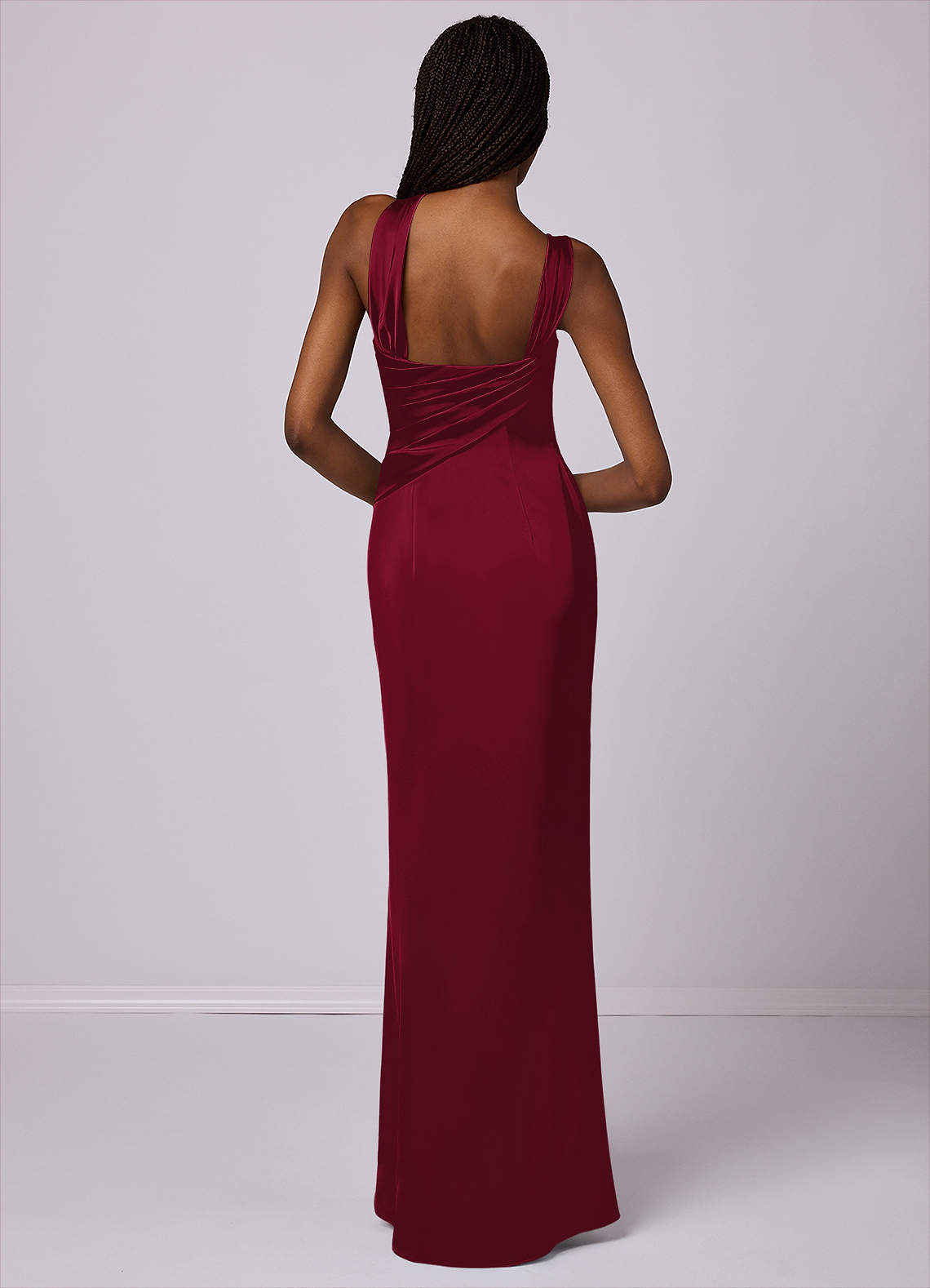 Barbie ♥ Azazie Bridesmaid Dresses Burgundy Mermaid One Shoulder Stretch Satin Dress image1