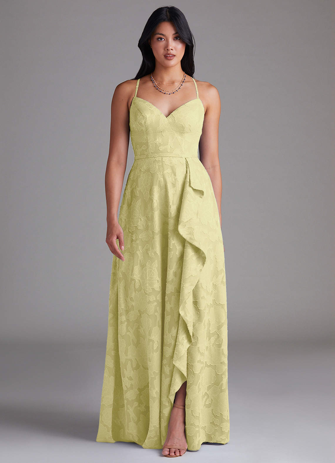 Azazie Naeem Bridesmaid Dresses Lemon Sorbet A-Line Floral Burnout Dress image1