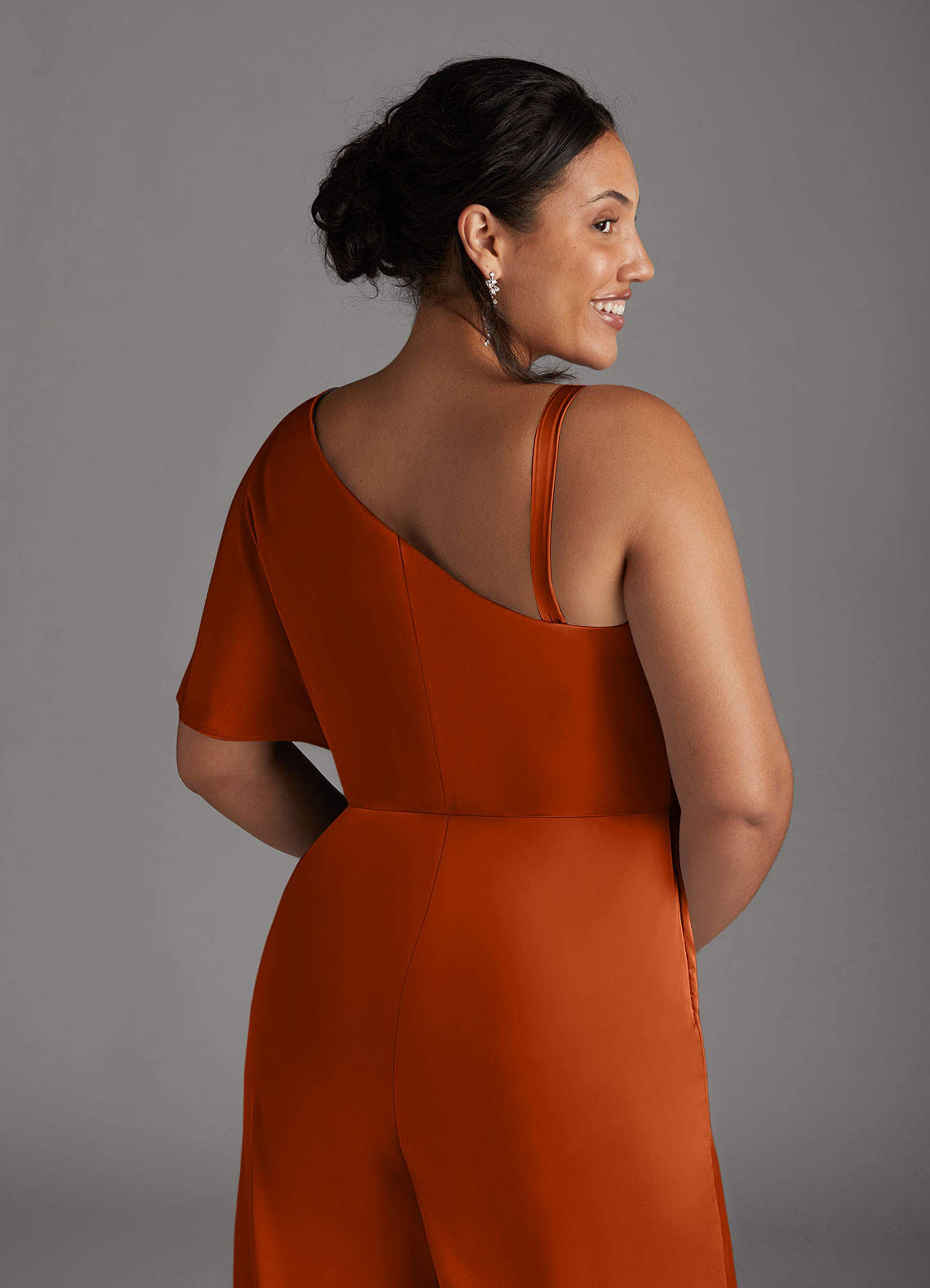 Azazie Hagretta Mère de la mariée Robes Robe Combinaison/Tailleur Pantalon en Satin extensible Orange Brûlée image10