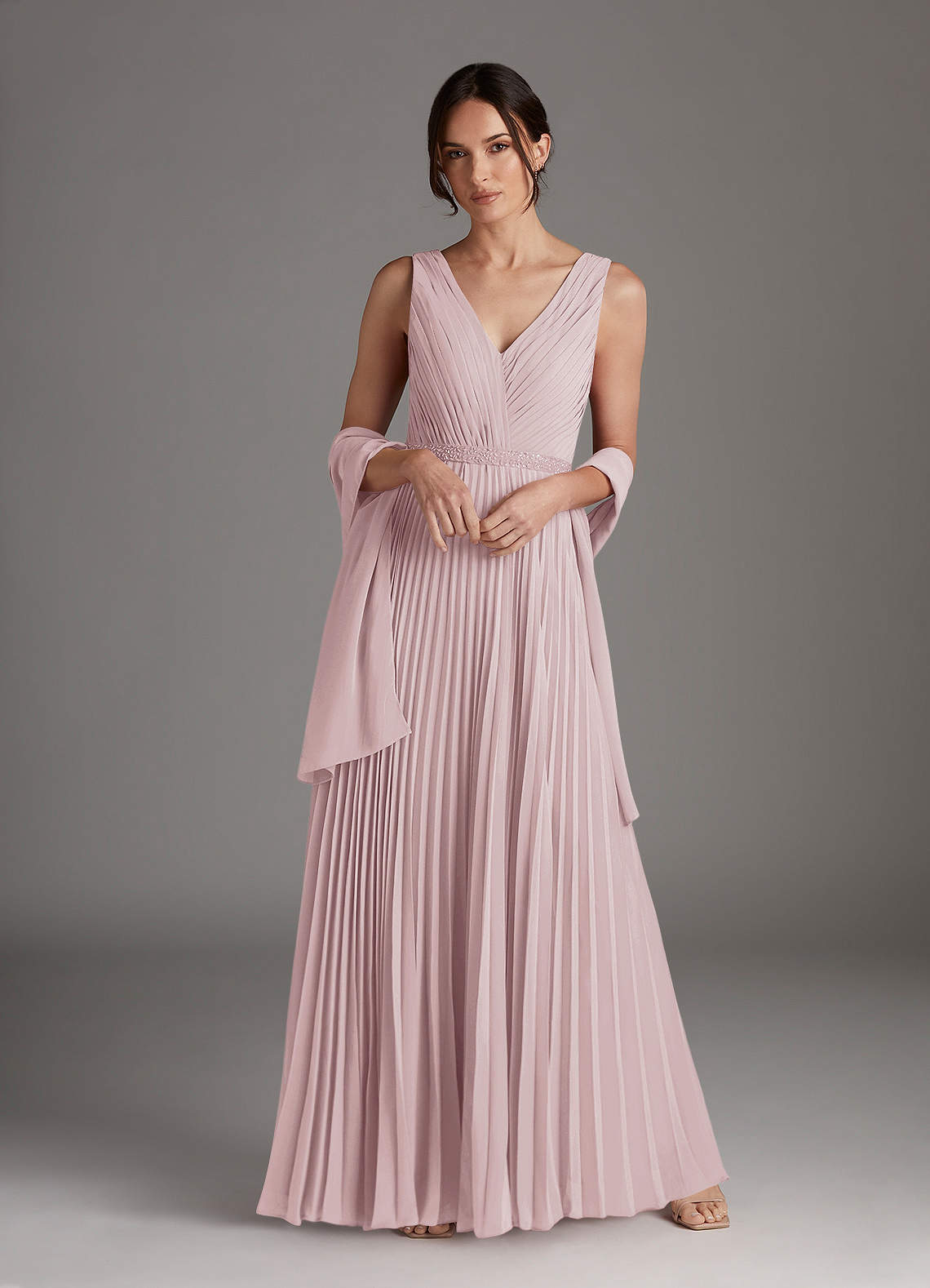 Azazie Kris Mère de la mariée Robes Robe Trapèze en Mousseline de soie Paillettes Rose Pâle image1